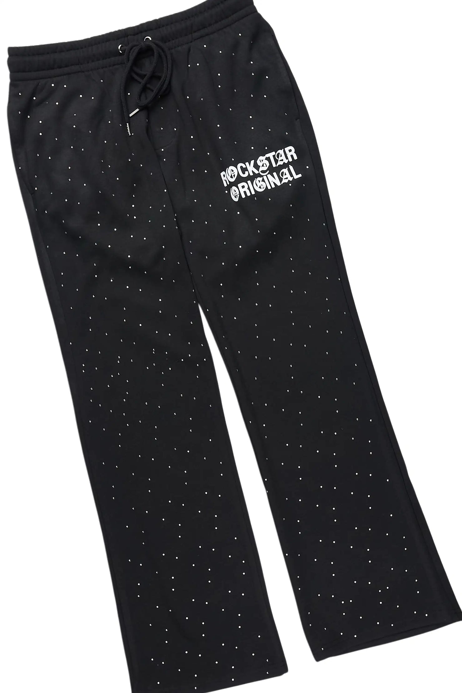 Seren Black/White Rhinestone Hoodie Relaxed Track Set