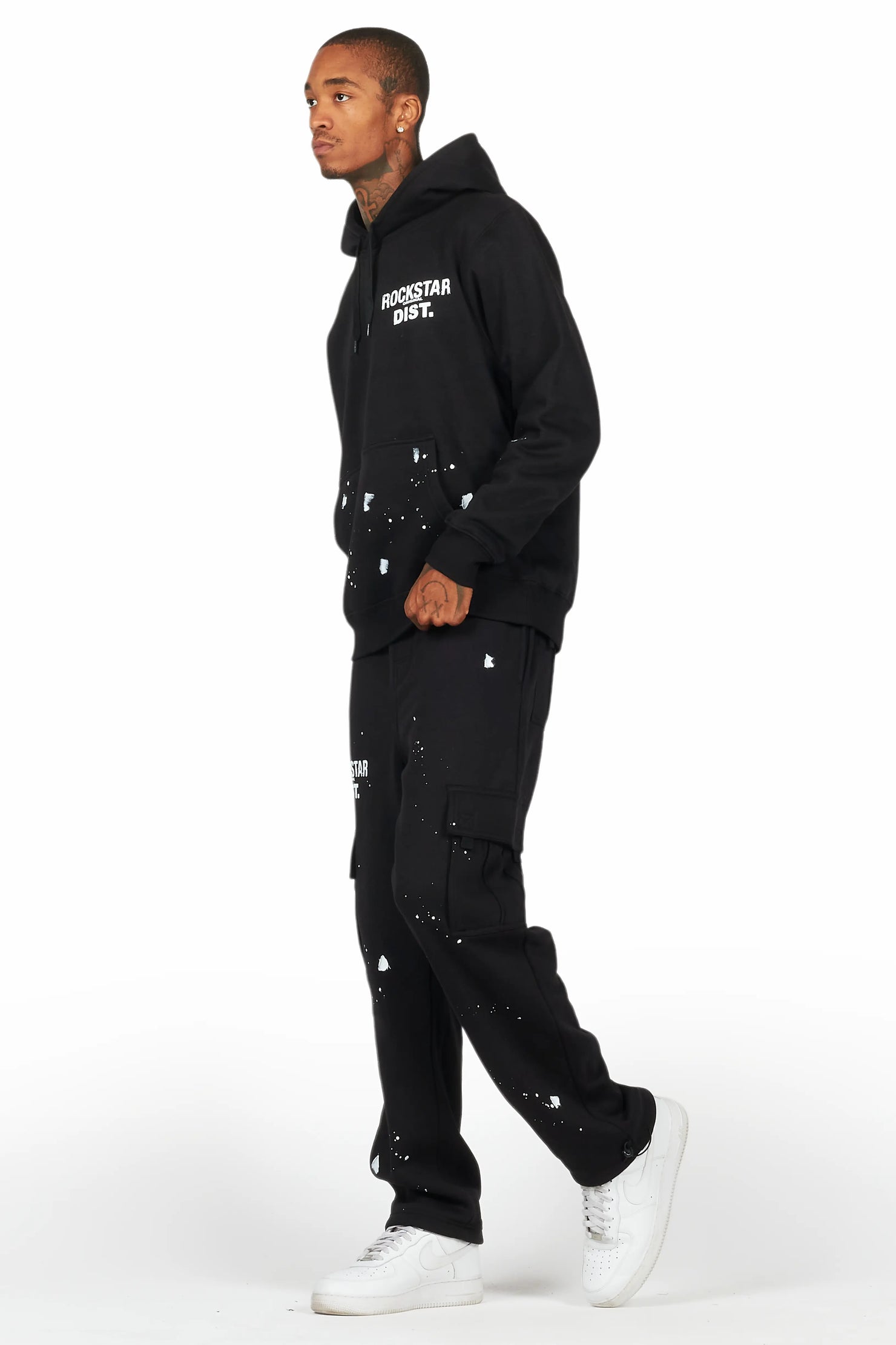 Raffer Black Hoodie/Cargo Sweat Pant Set