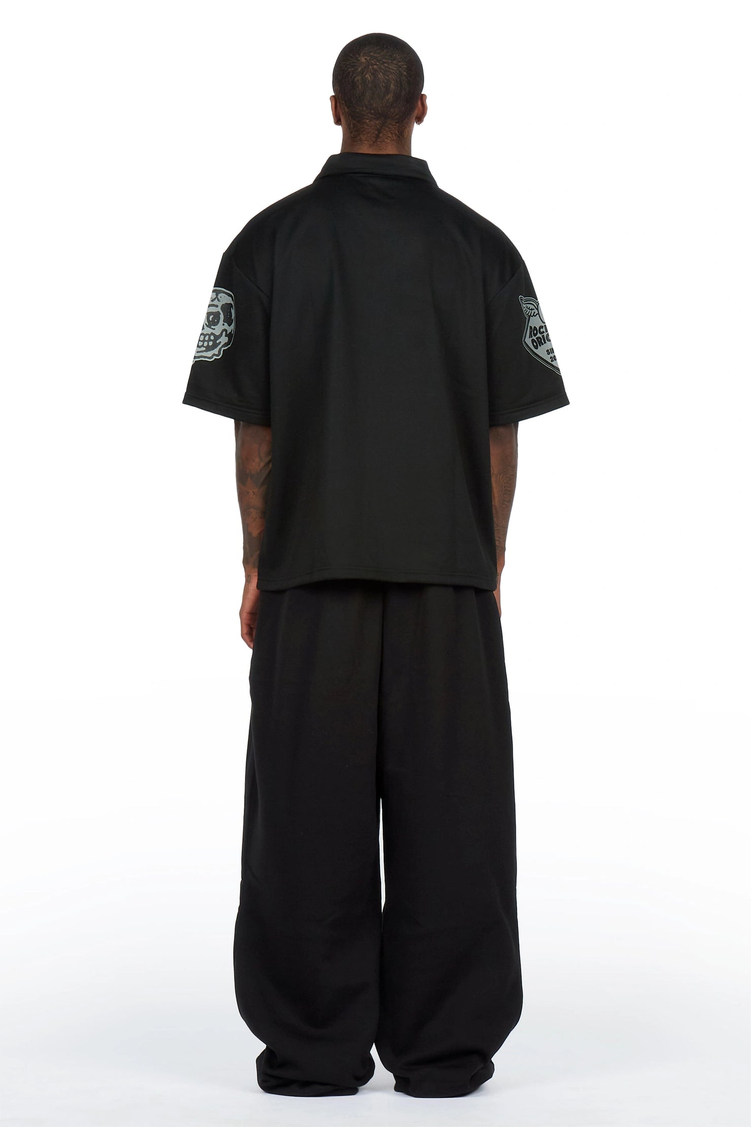 Igor Black Crop Boxy Shirt/Fleece Baggy Track Set