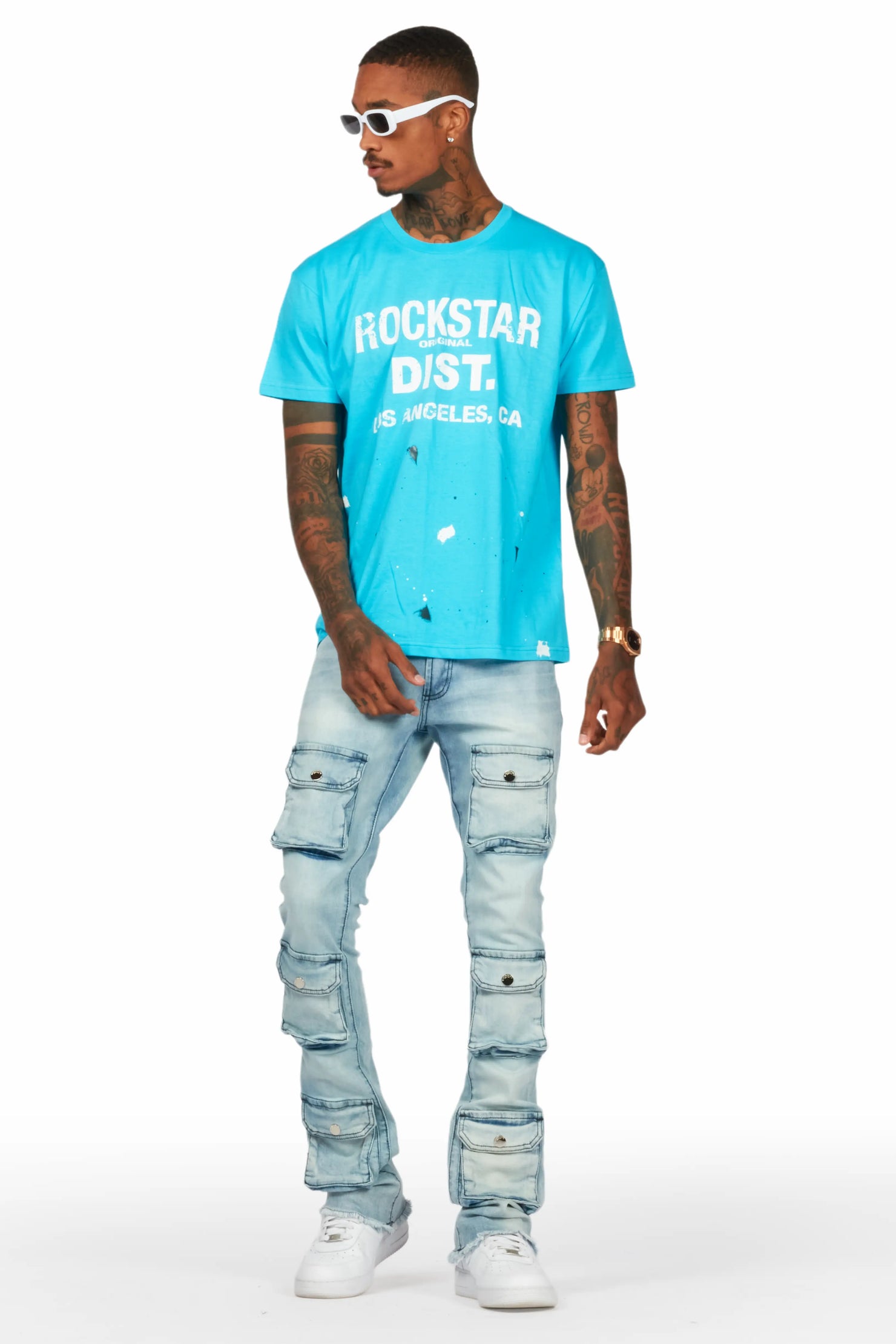 Tenzin Blue Stacked Flare Jean