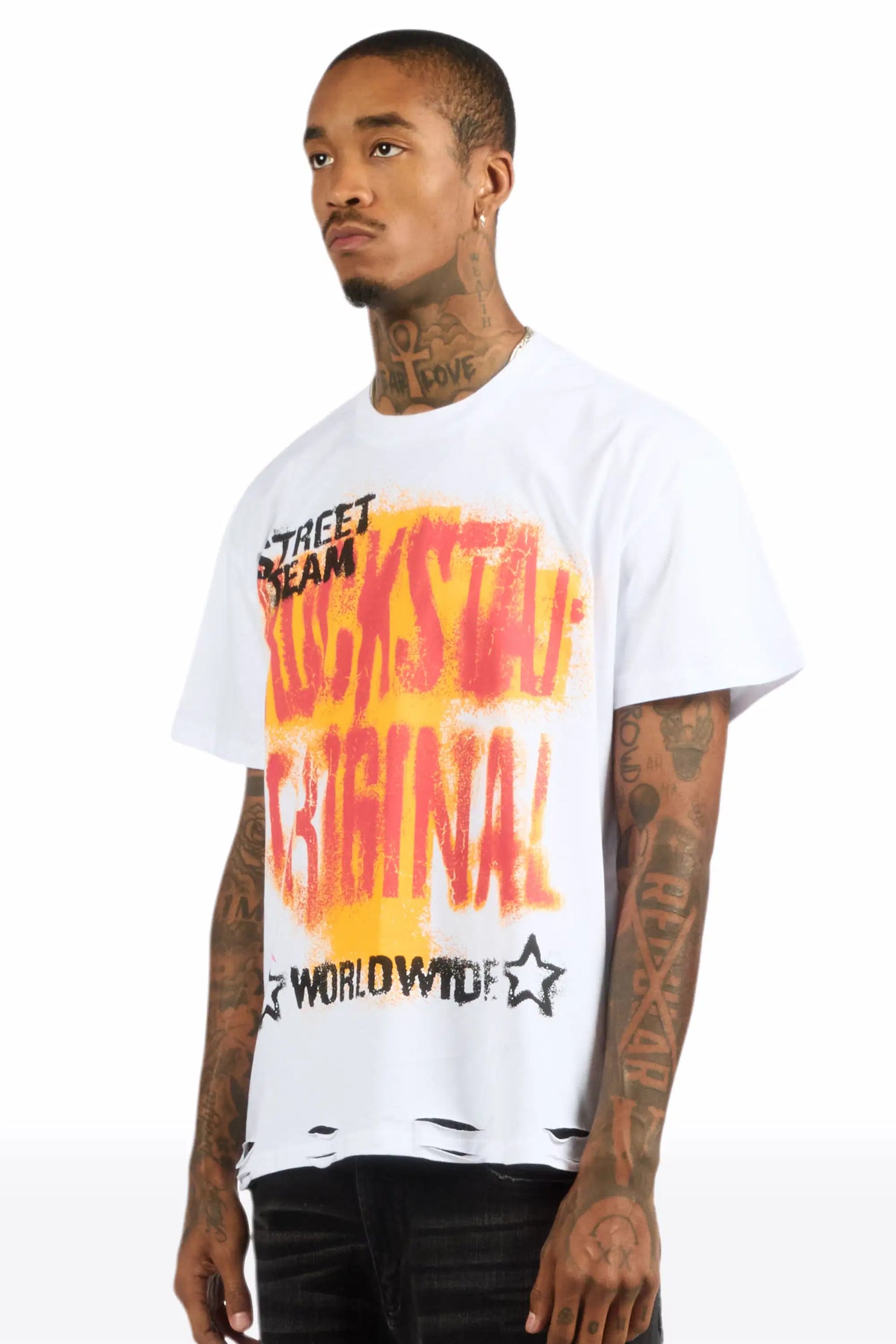 Crest White Oversized Graphic T-Shirt