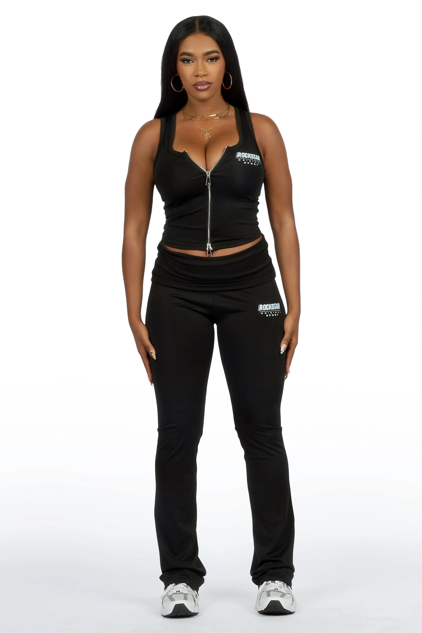 Colleen Black Tank Flare Pant Active Set