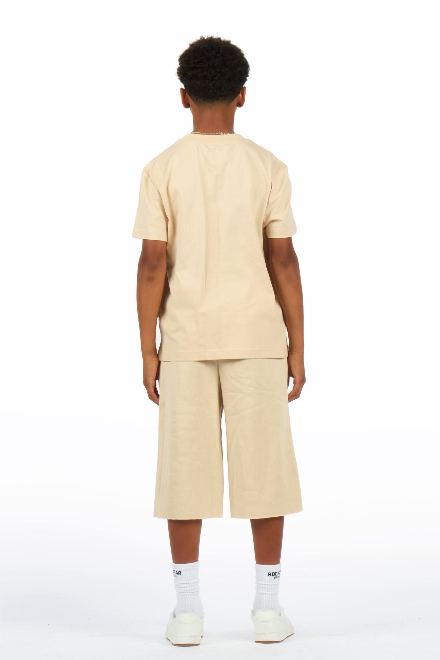 Boys Raffer Beige/Beige T-Shirt Jort Set