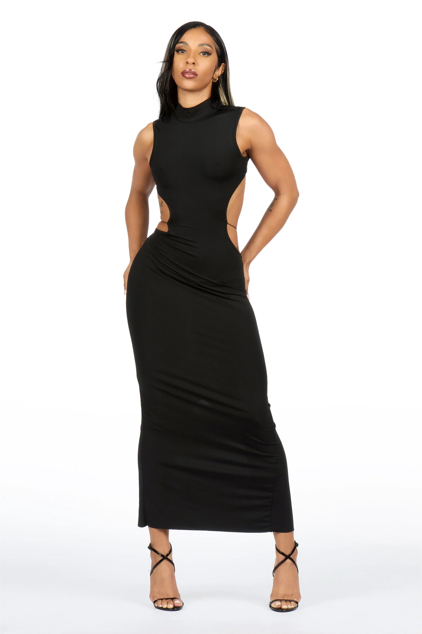 Lo-Fly Butterfly Back Black Maxi Dress