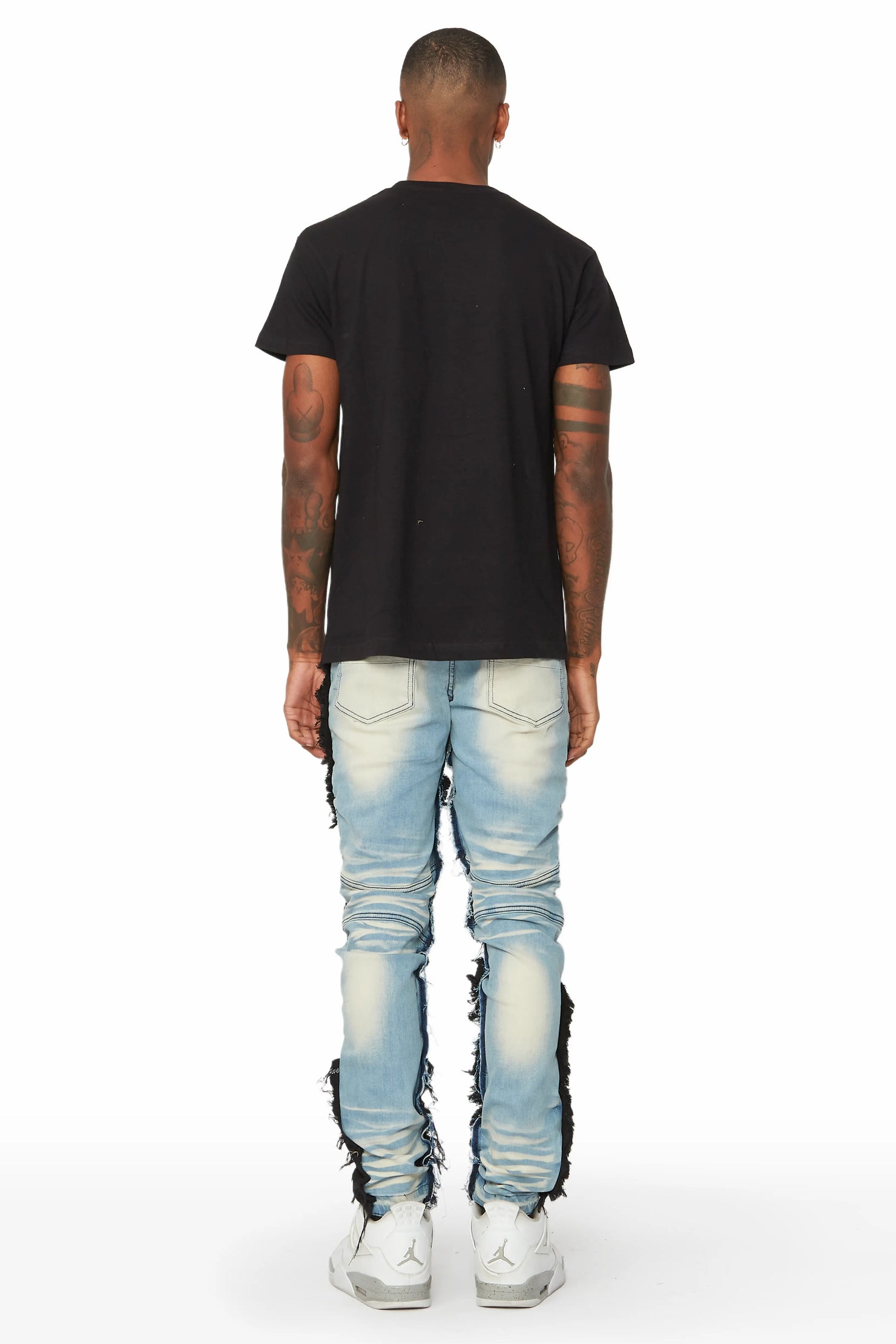 Cosmo Blue Patchwork Biker Jean