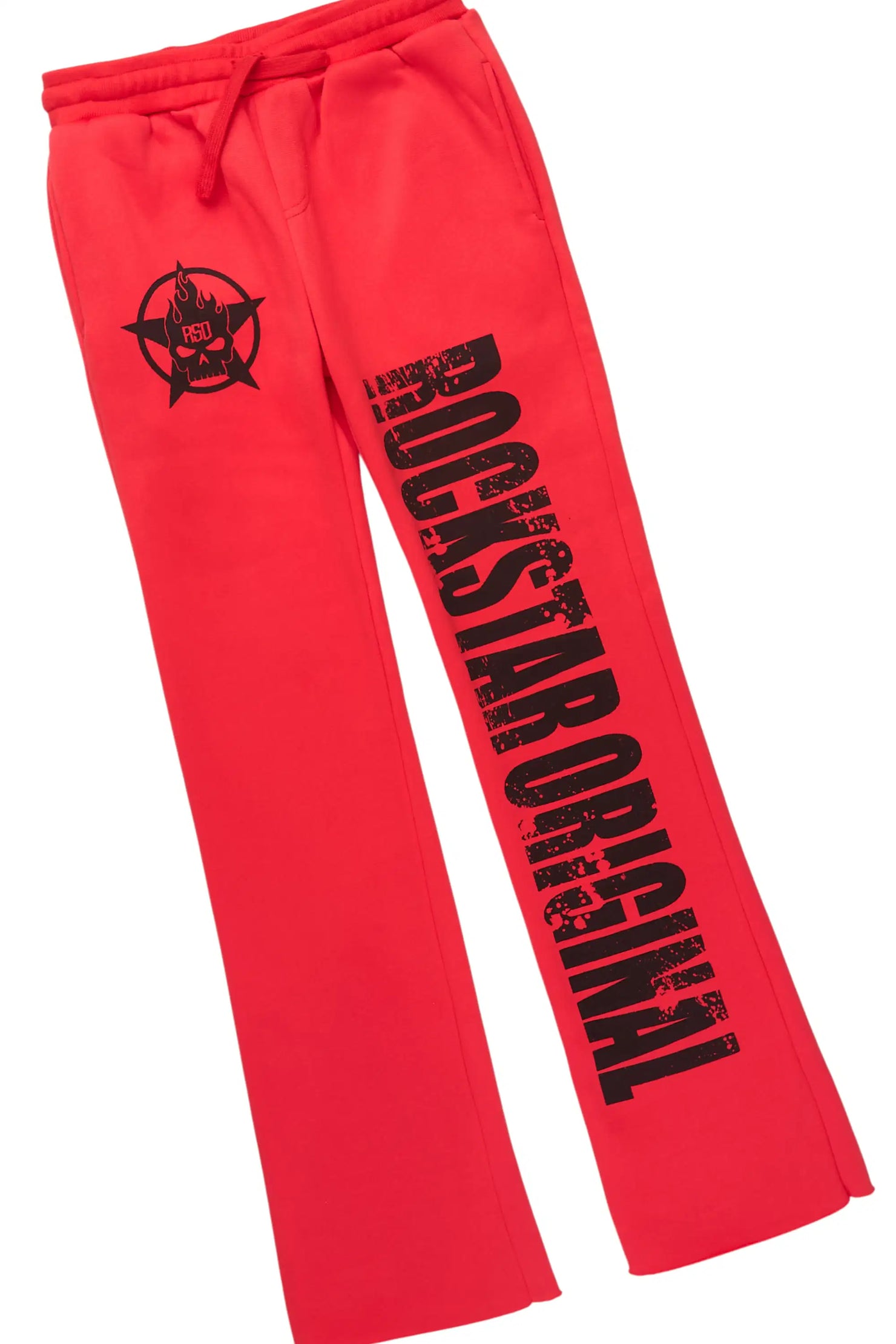 Boys Keve Red Hoodie Stacked Track Pant Set