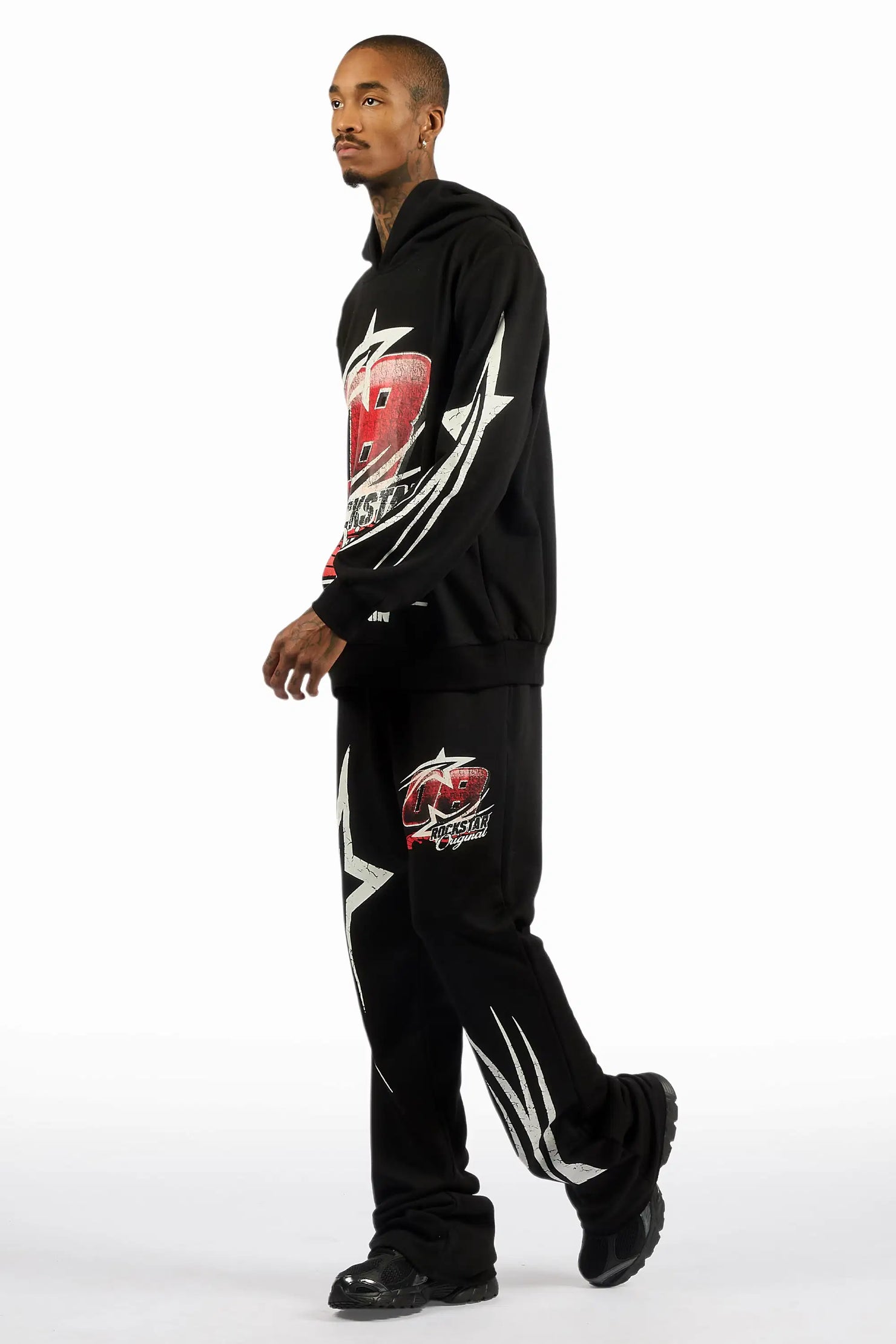 Kastell Black Hoodie/Stacked Pant Track Set