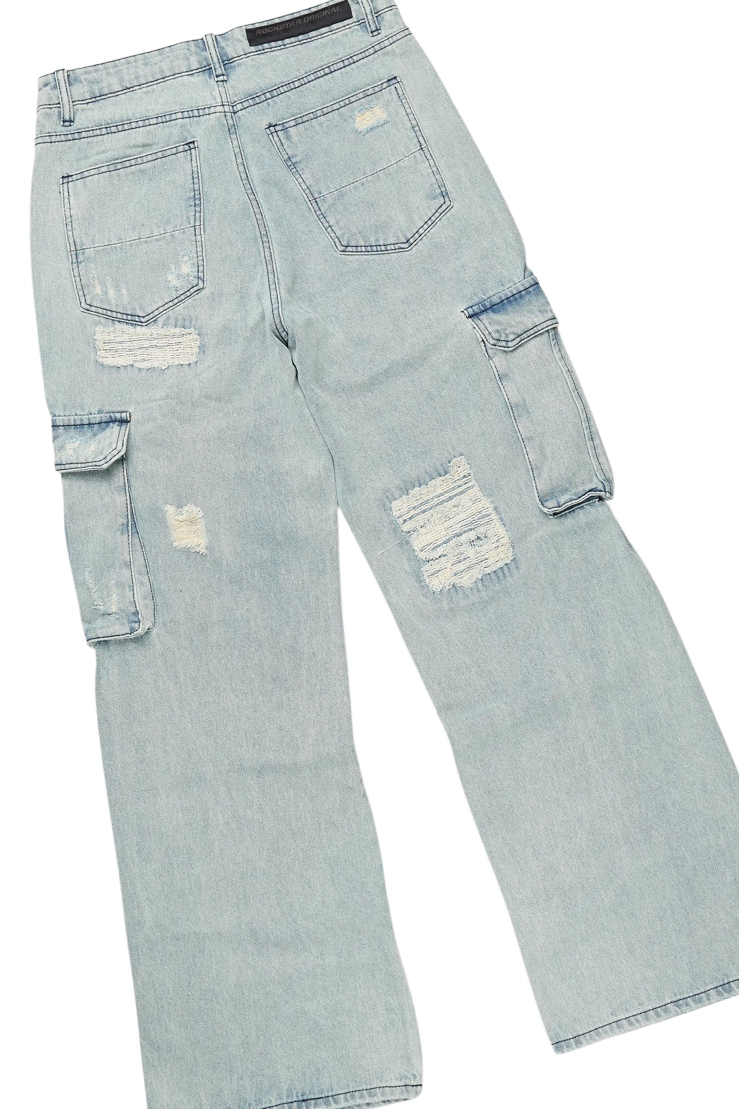 Basic Trio Royal Blue Baggy Fit Jean Set