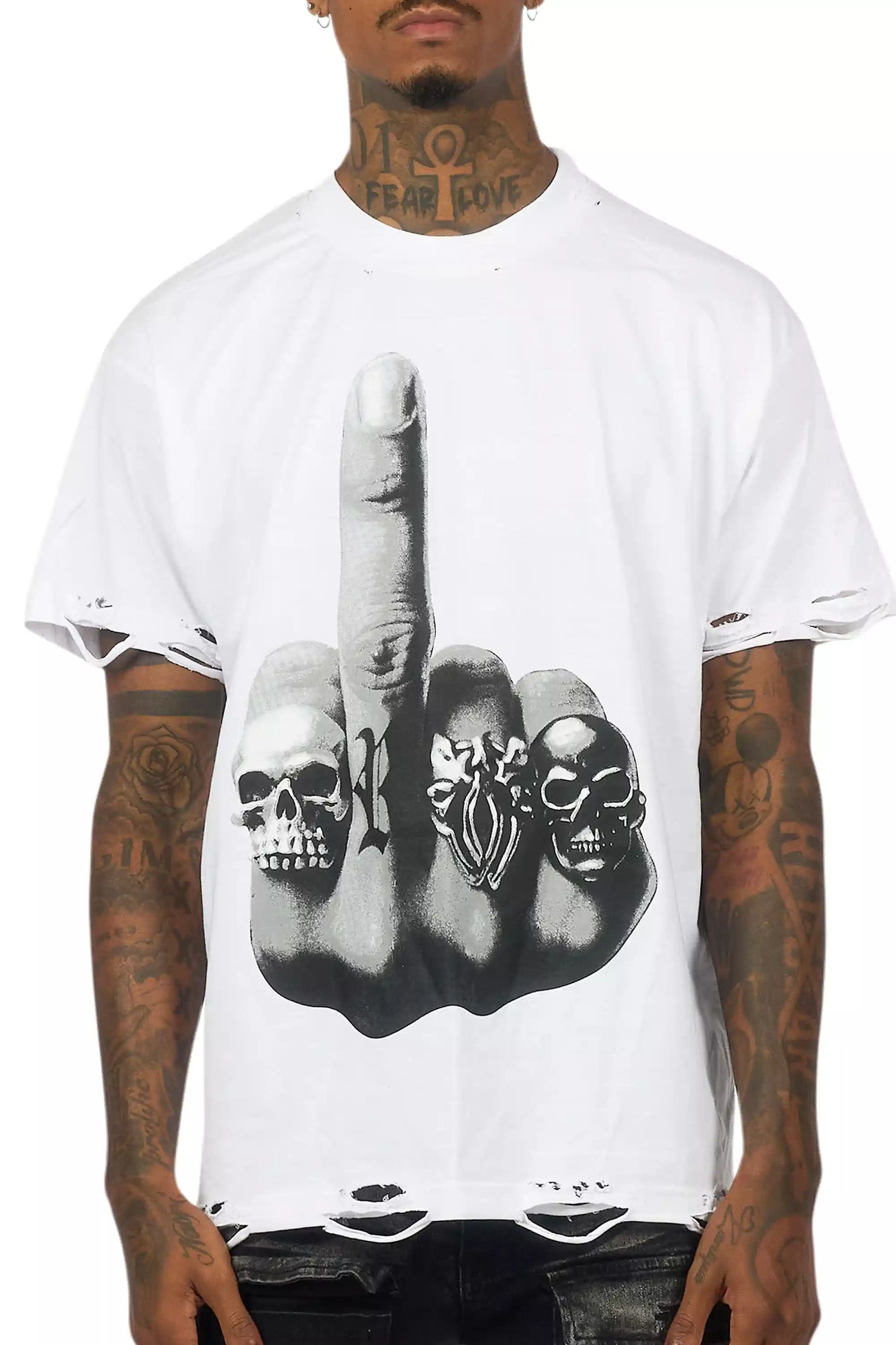 Ummar White Oversized Graphic T-Shirt