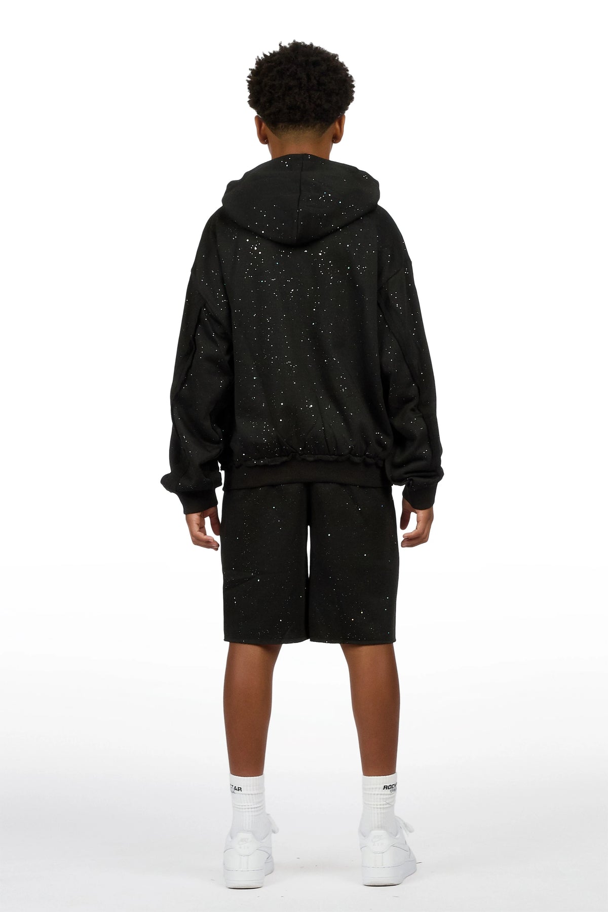 Boys Akila Black Glitz Hoodie Double Waisted Short Set