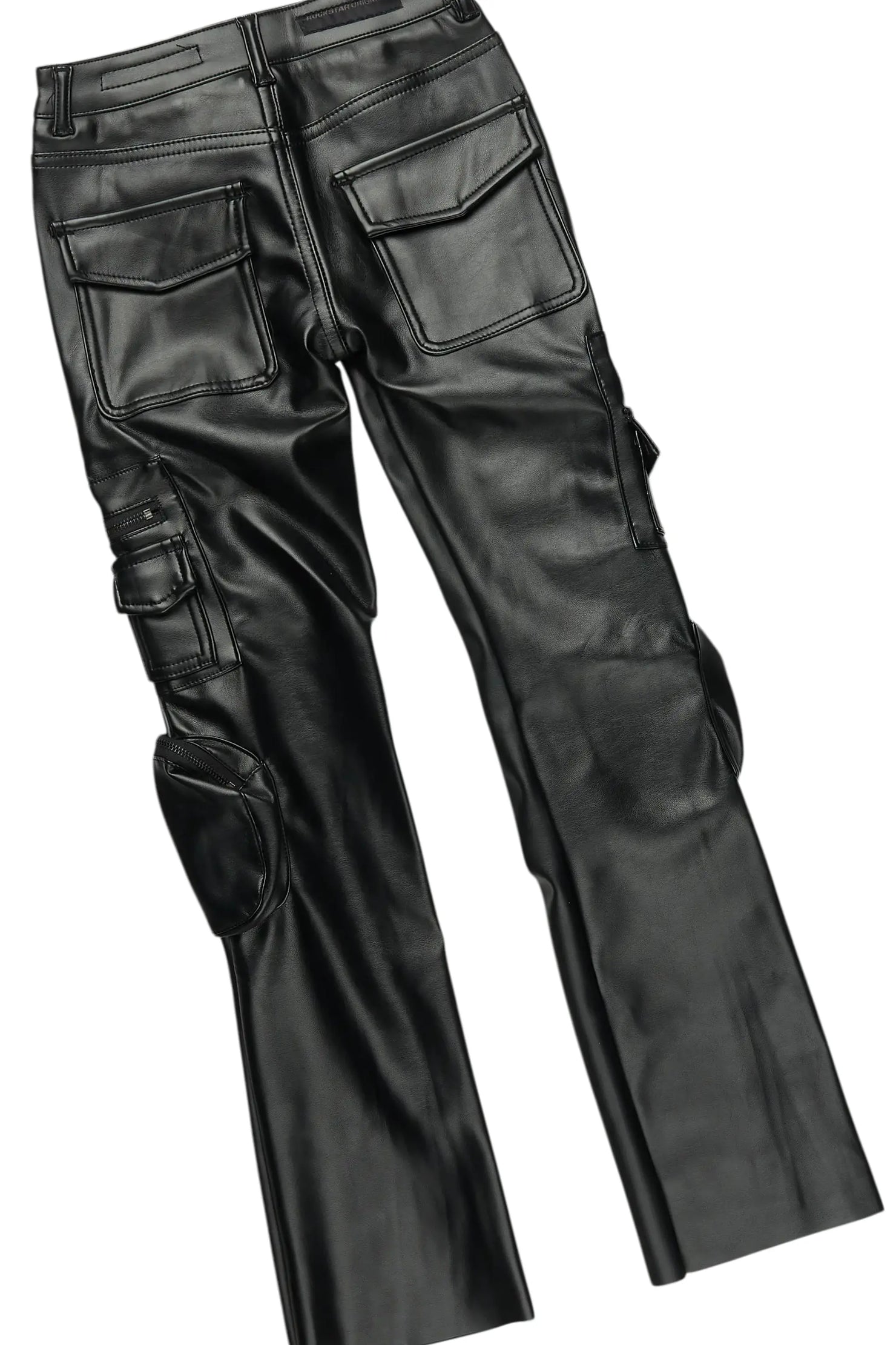 Boys Fields Black/Blue Hoodie/Stacked Flare PU Jean Set