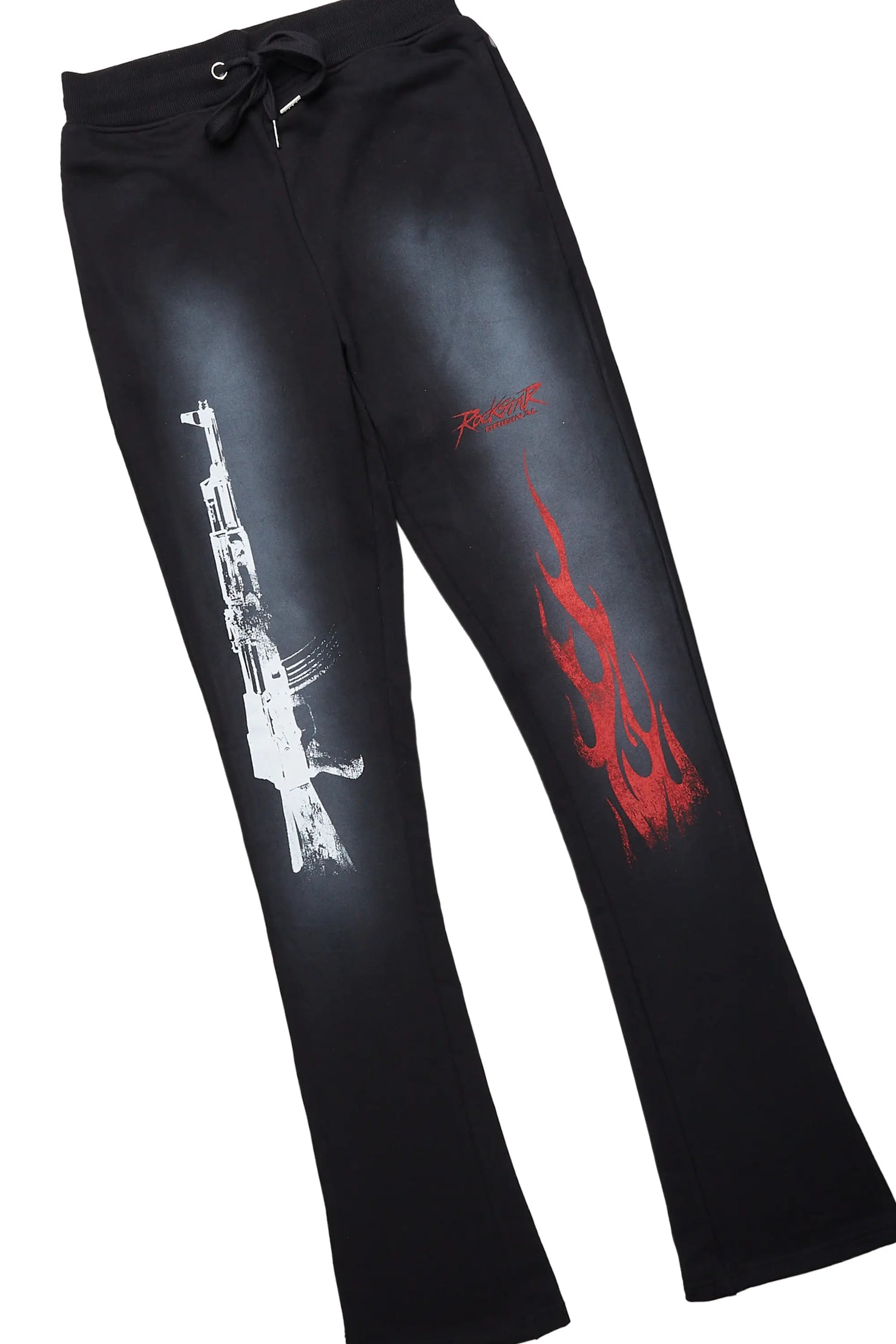 Mercy Beige/Black Oversized T-Shirt/ Stacked Flare Track Pant Set