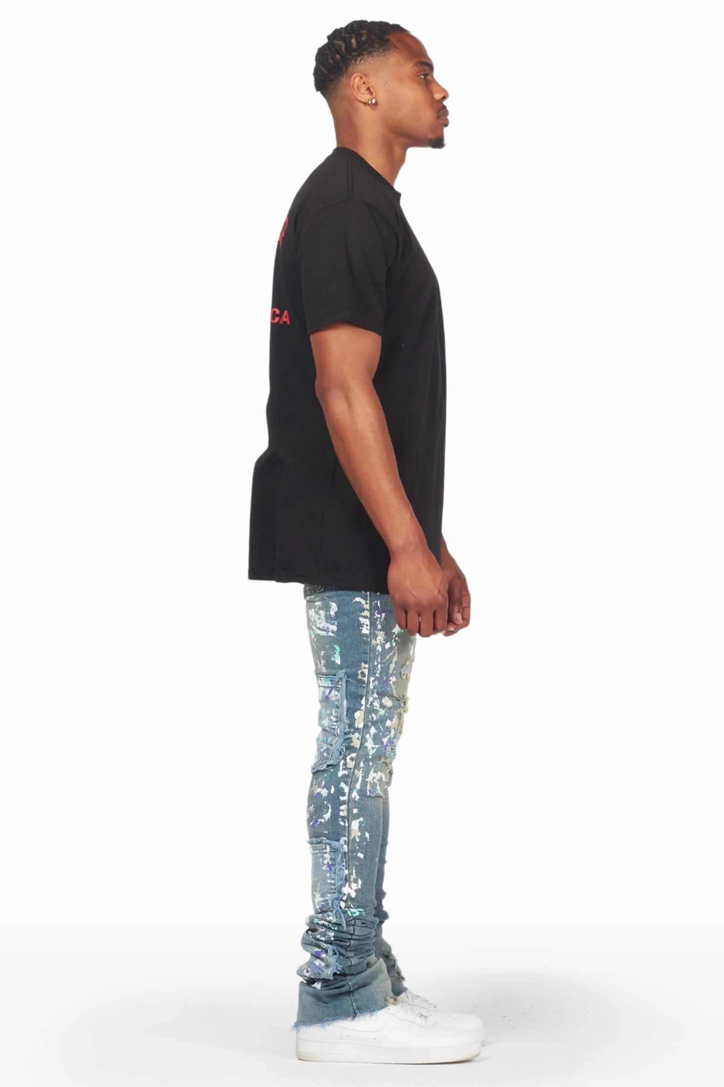 Taran Vintage Blue Super Stacked Flare Jean