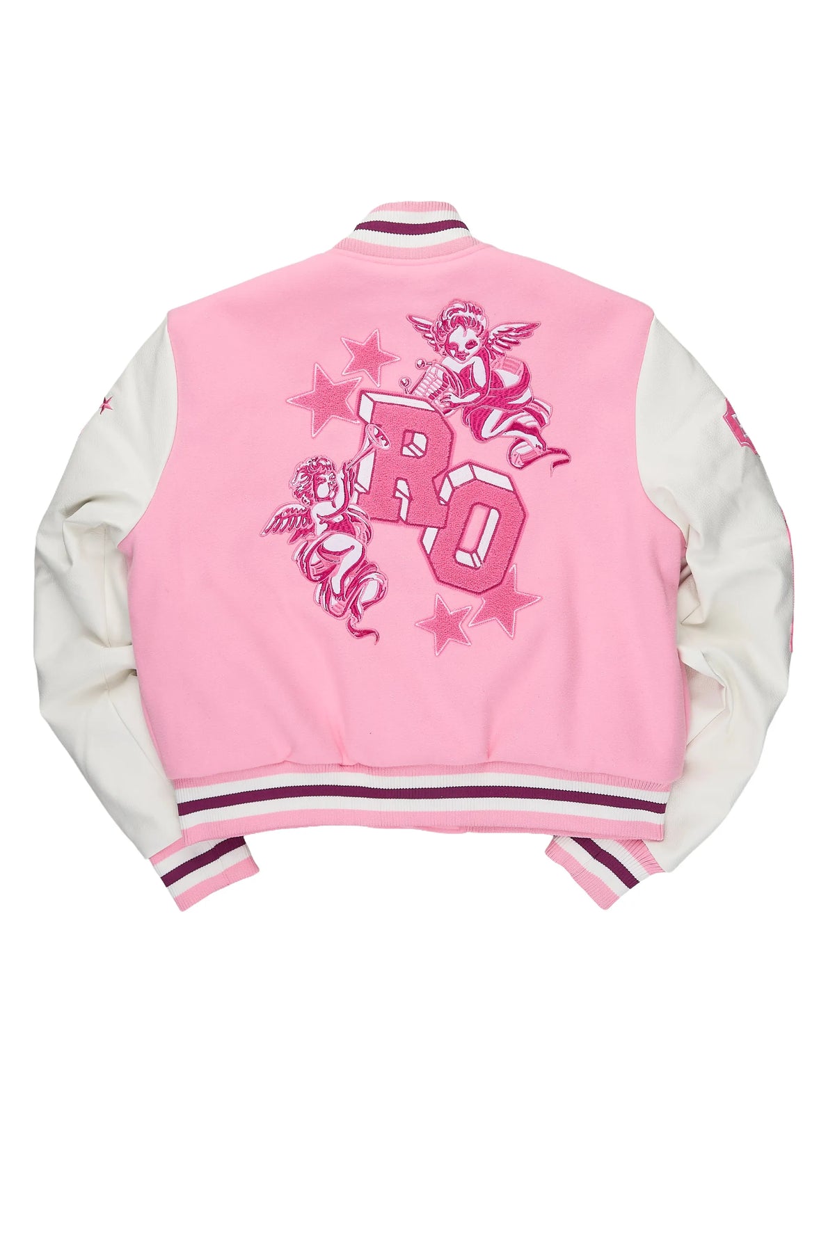 Shamarria Pink/White Oversized Varsity Jacket
