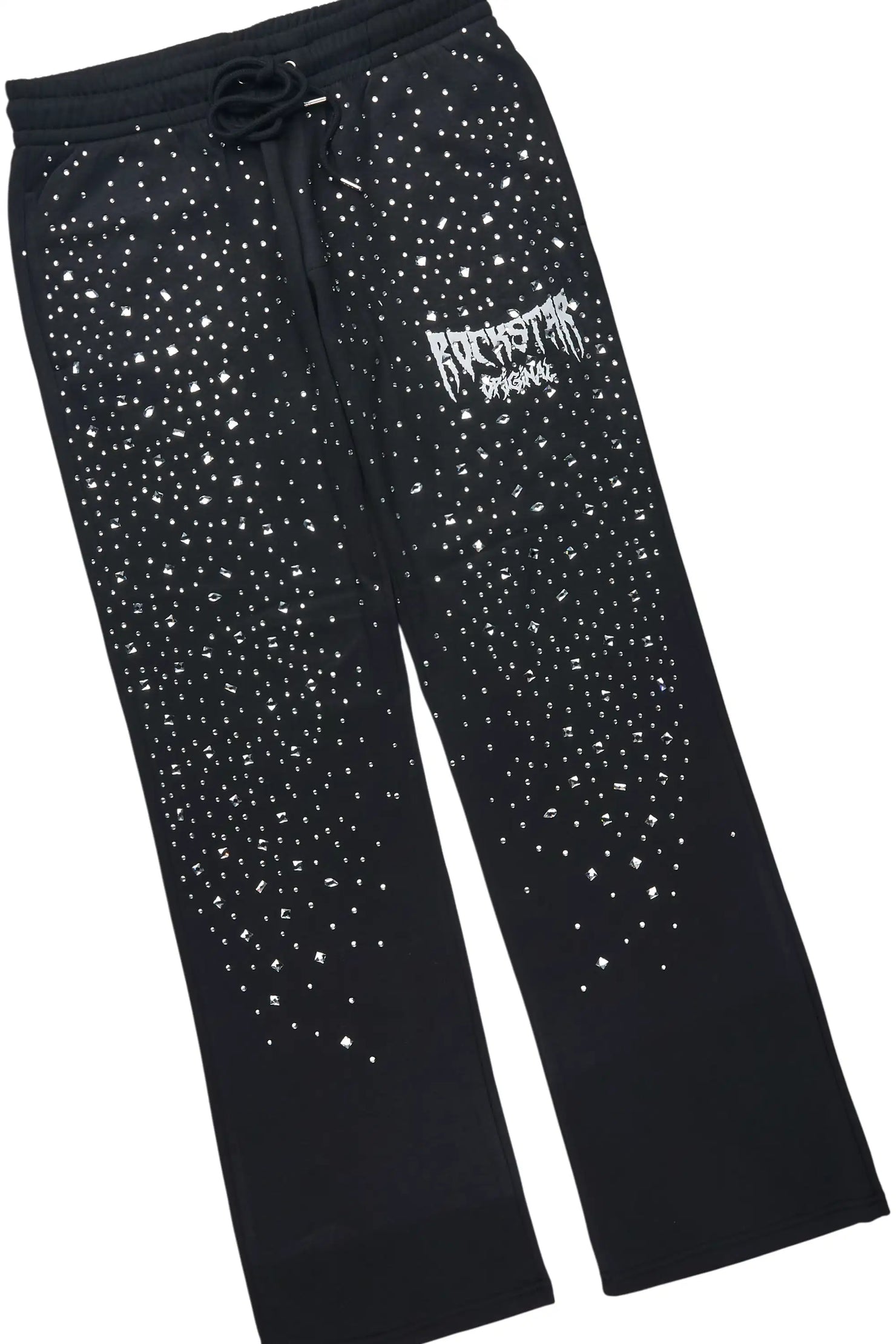 Twinkle Black/Clear Rhinestone Hoodie Relaxed Track Set