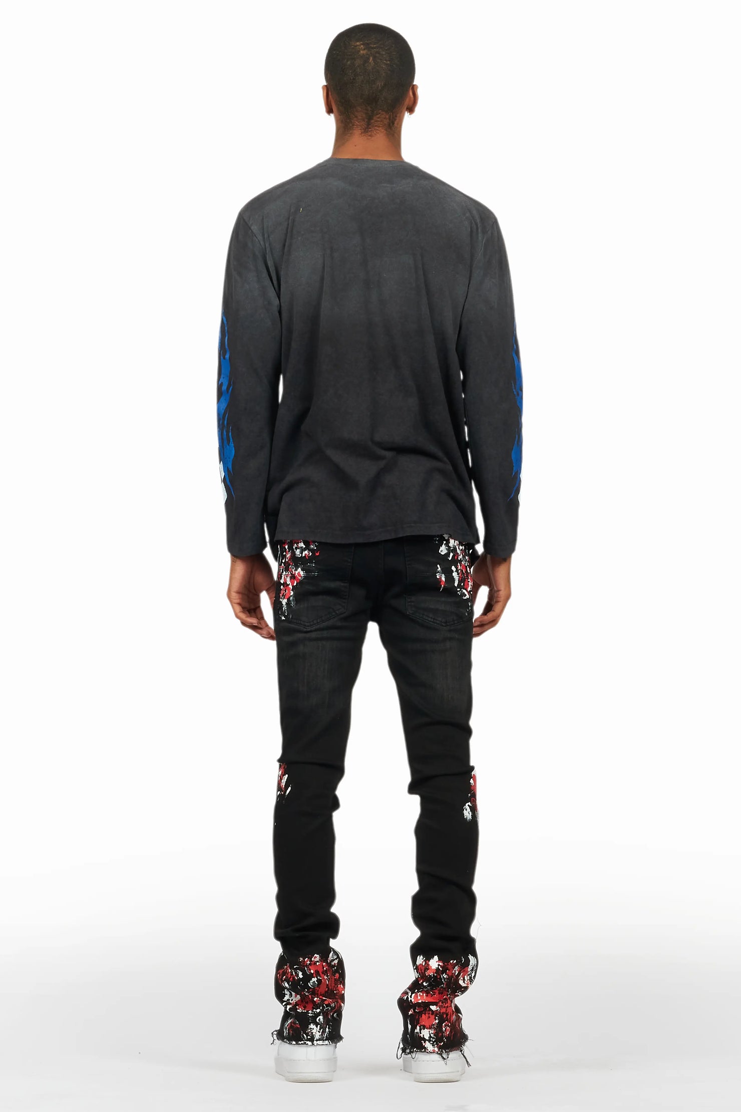 Kodak Black/Red Painter Stacked Flare Jean