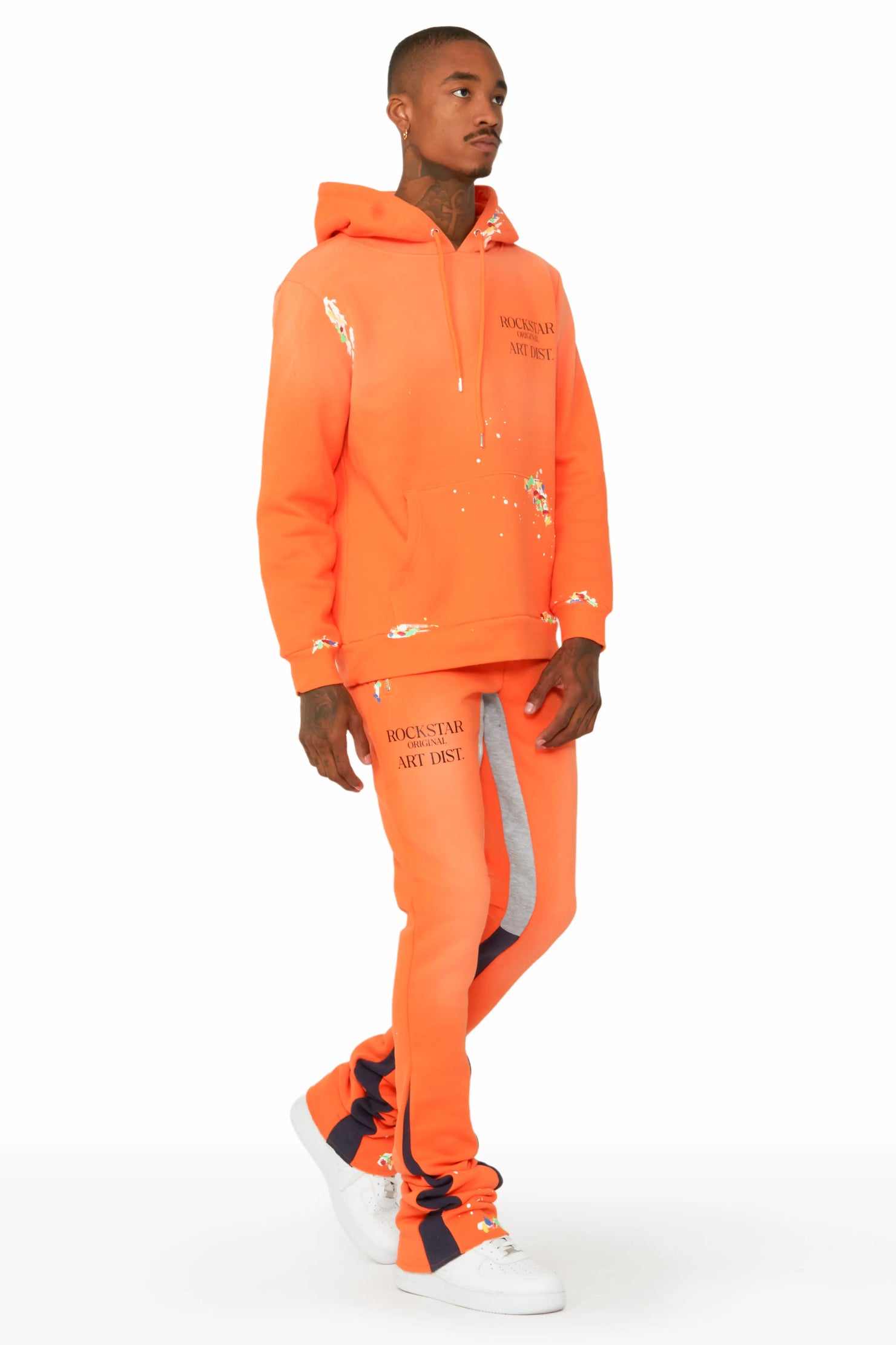 Rockstar Art Dist. Orange/Black Super Stacked Pant Set