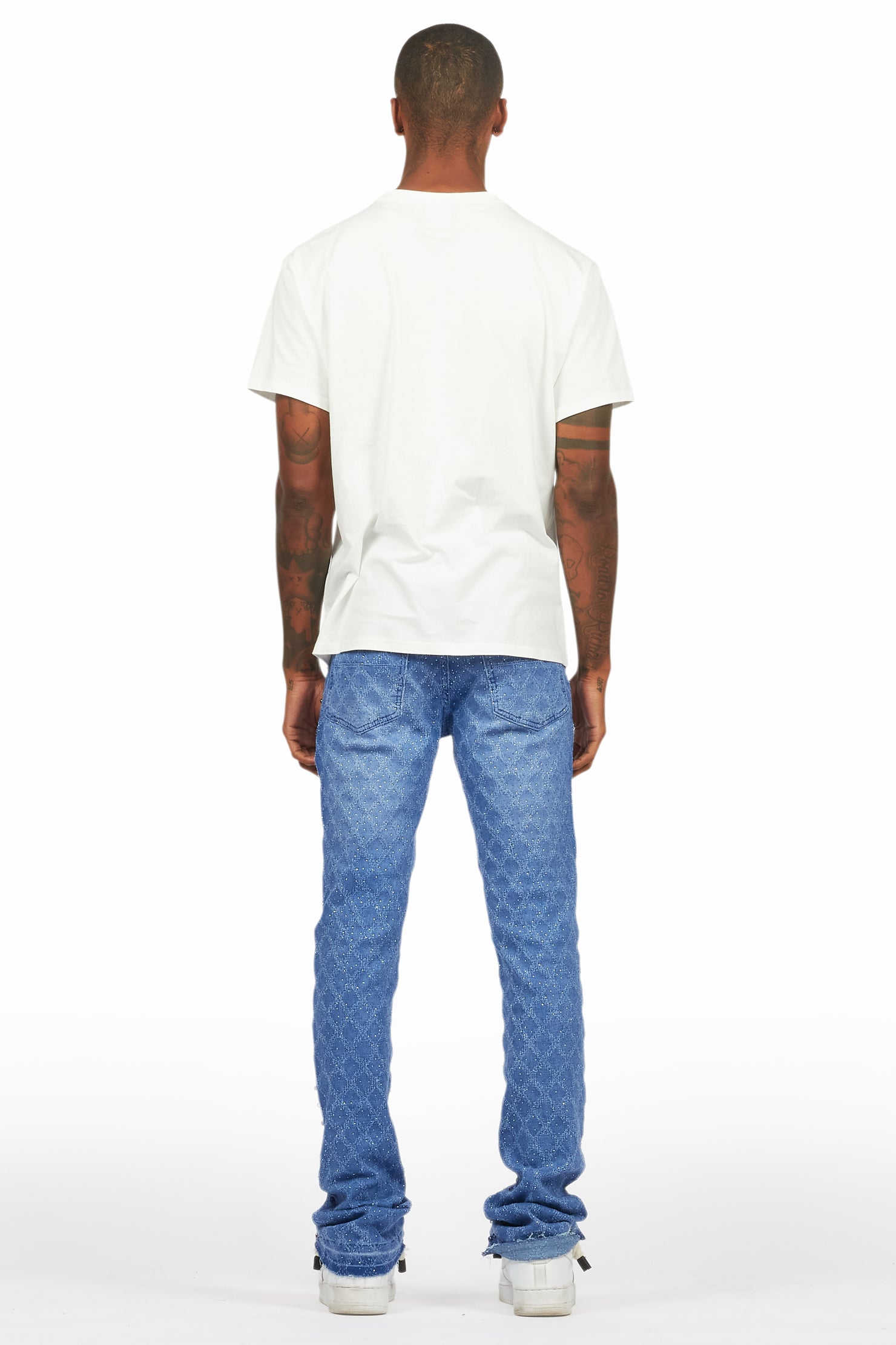 Glit Royal Blue Rhinestone Stacked Flare Jean