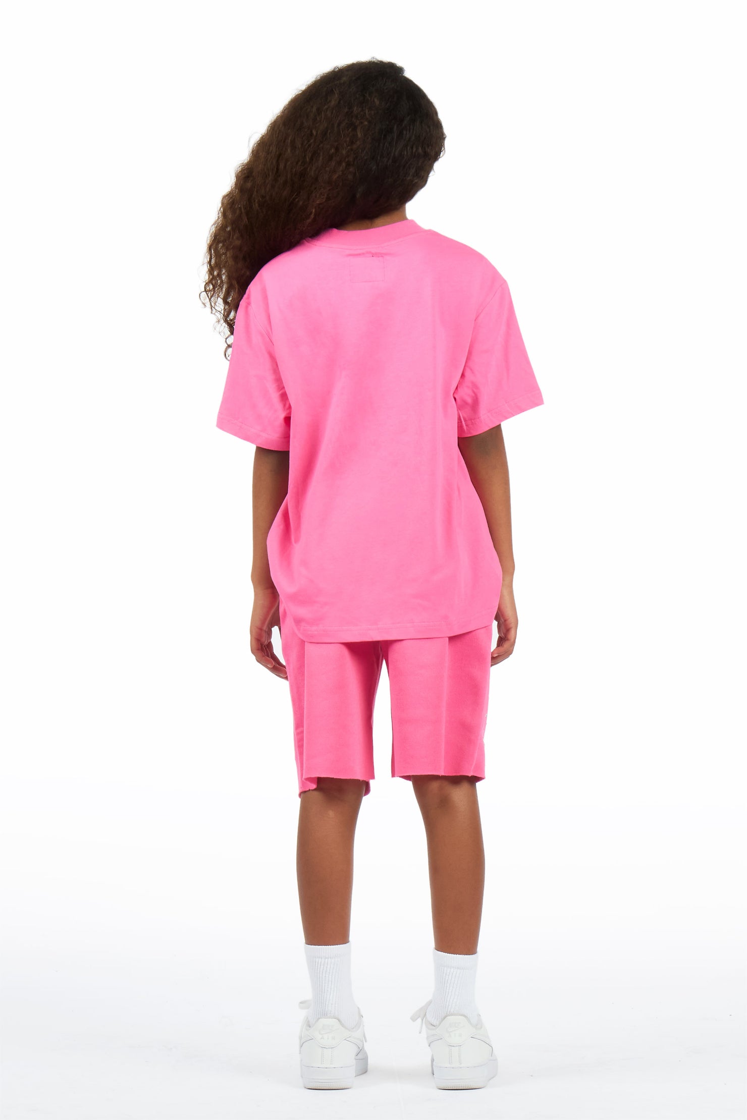 Girls Porsha Pink Rhinestone Short Set