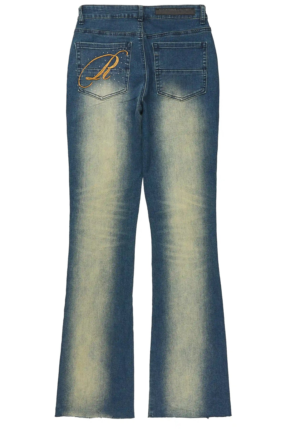 Calisa Tint Rhinestone Stacked Flare Jean