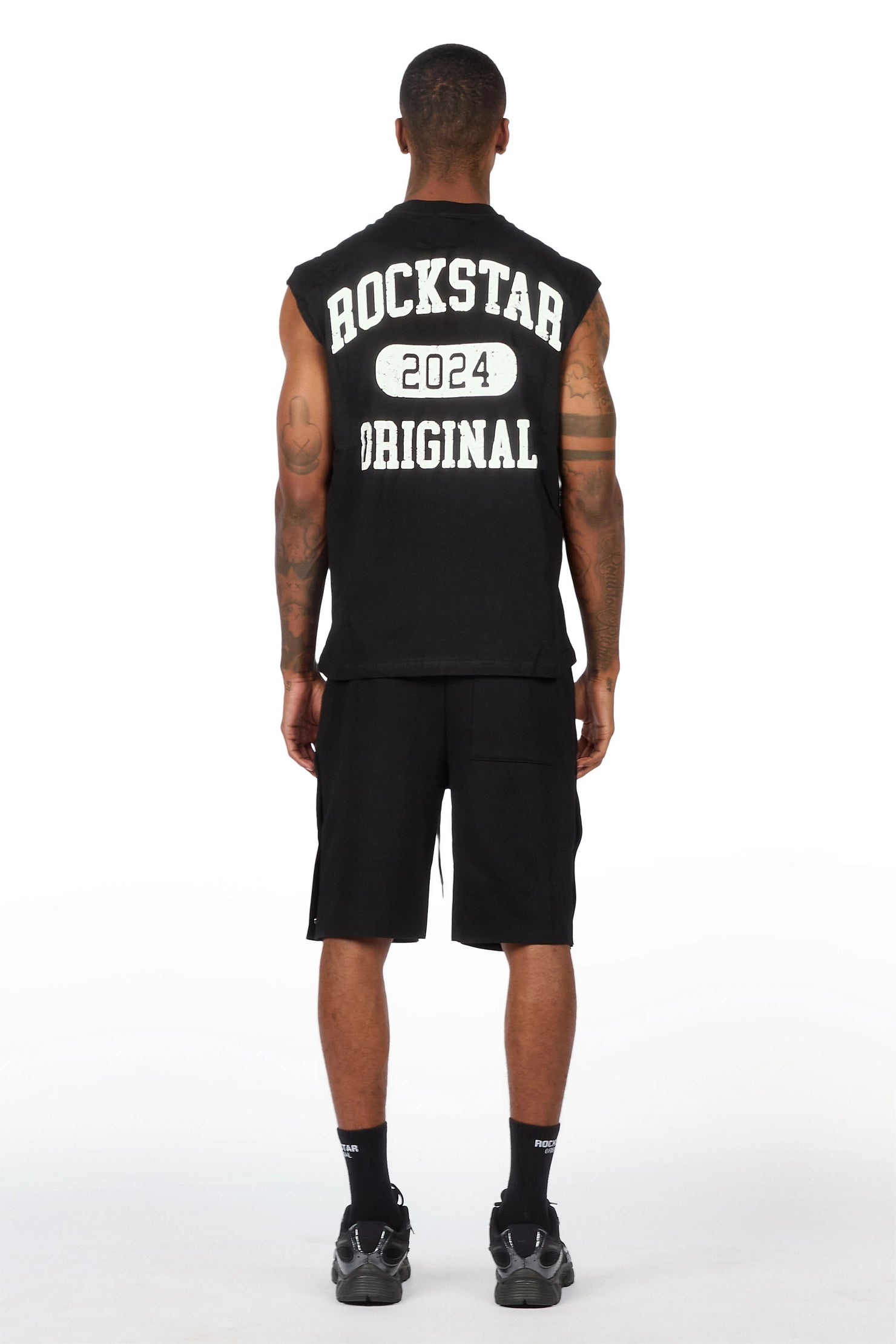 Lex Black Cut Sleeve T-Shirt/Short Set
