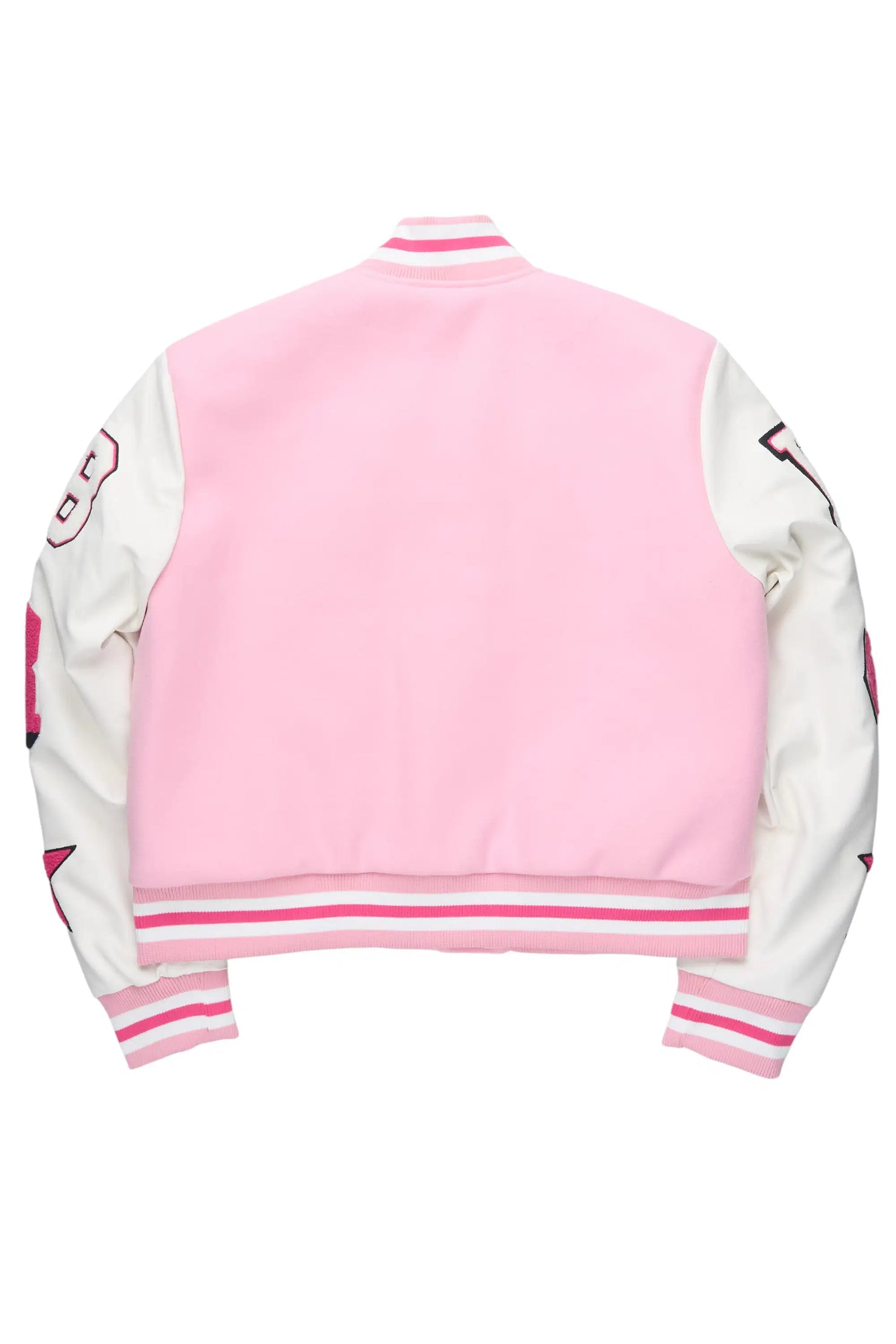 Adrienne Pink Oversized Varsity Jacket