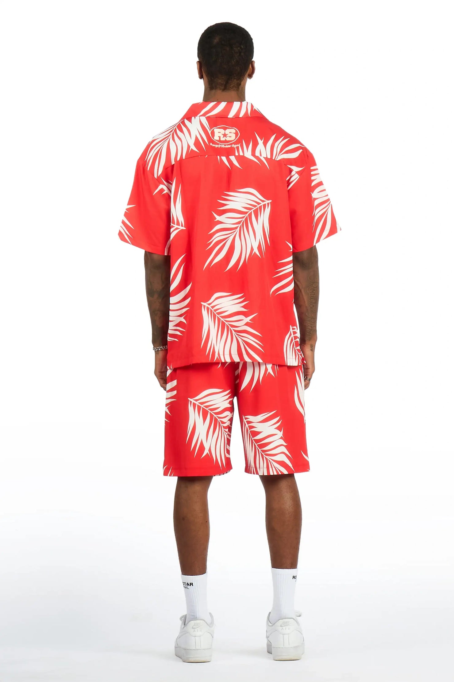 Puka Red Button Down Shirt/Short Set