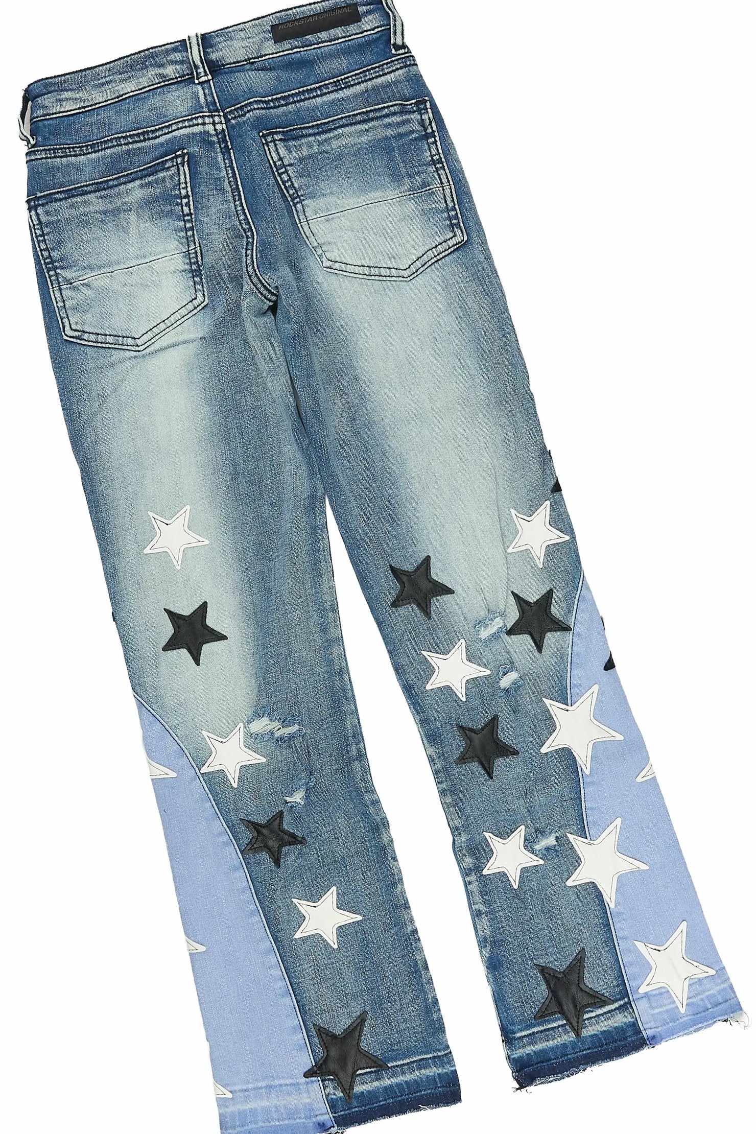 Girls Vesty White/Blue T-Shirt Stacked Jean Set