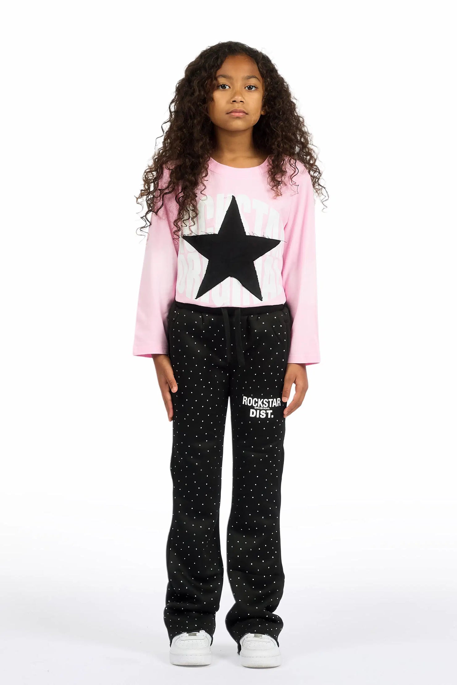 Girls Juliana Rhinestone Black Track Pant