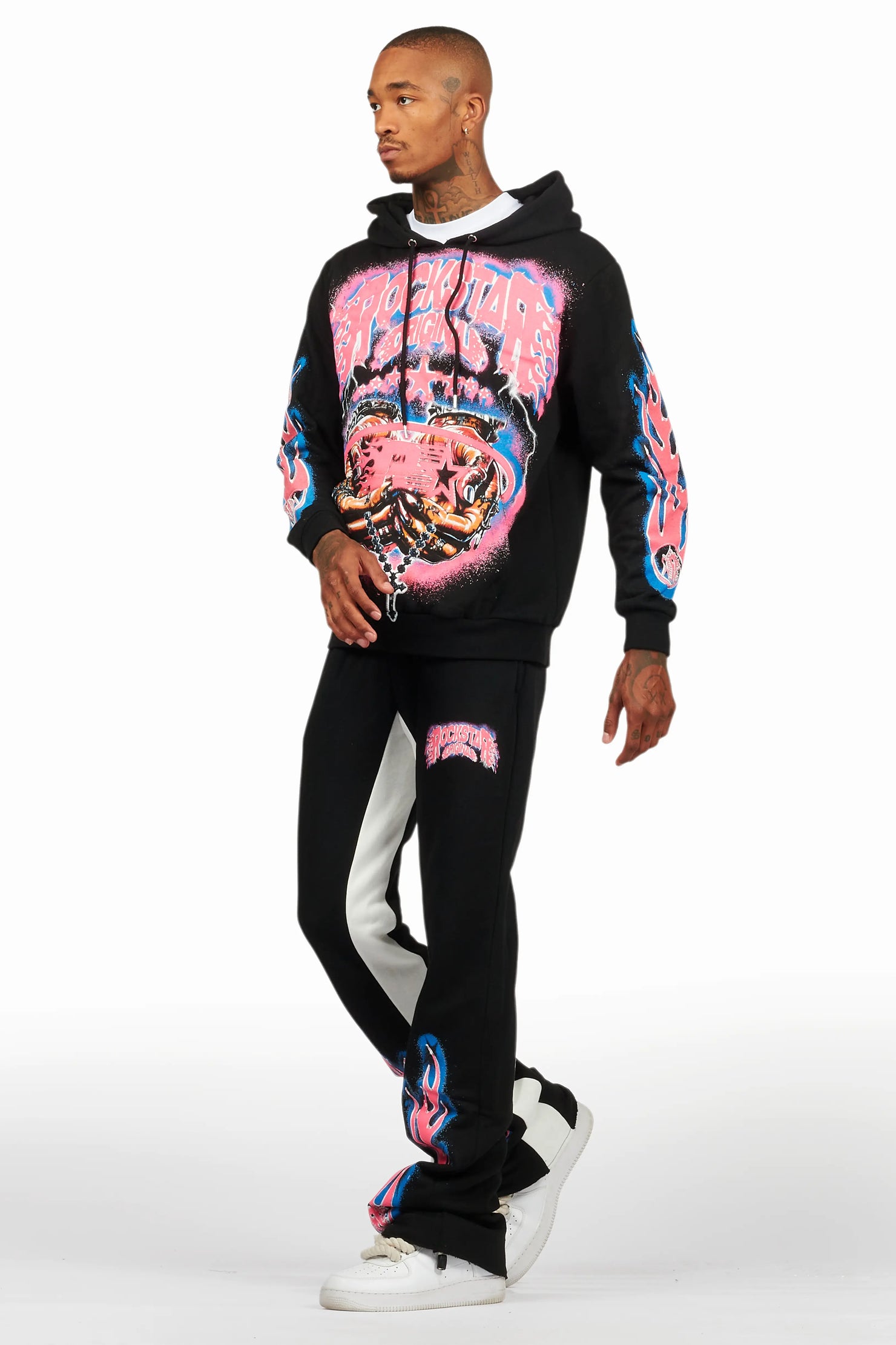 Cairo Black Hoodie/Baggy Track Pant Set