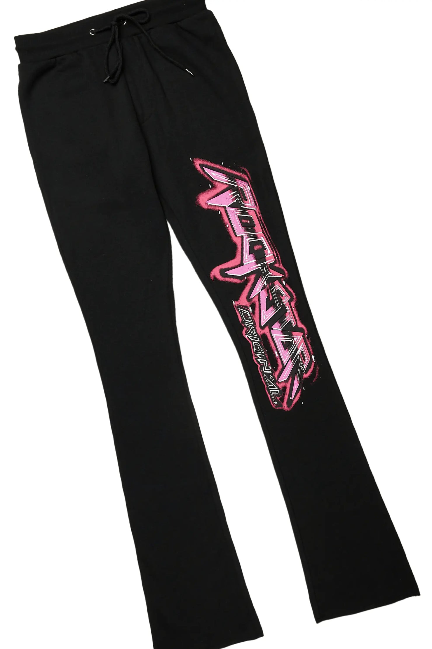 Obern Black/Black Graphic Hoodie/Stacked Flare Pant Track Set