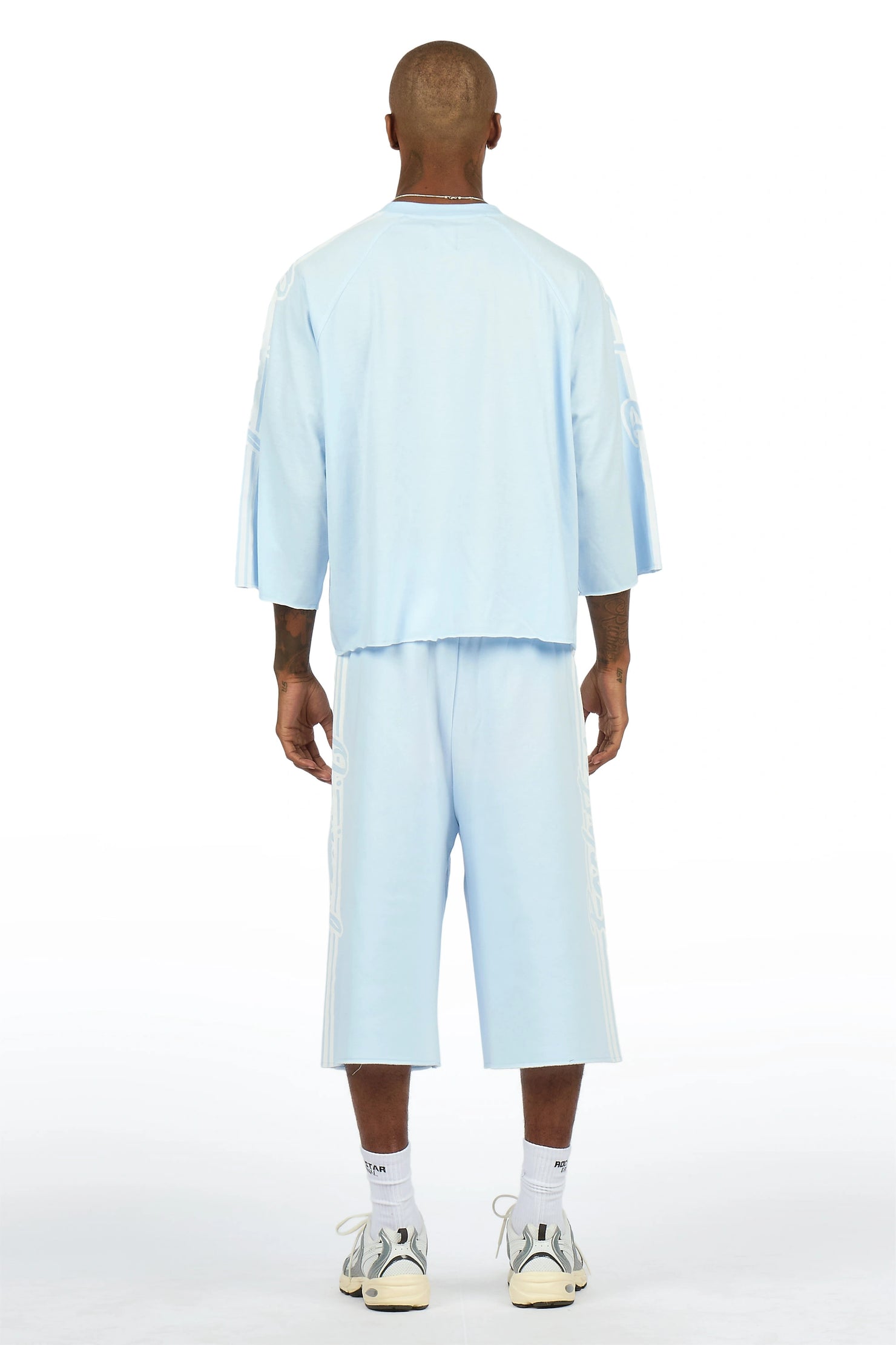 Osso Sky Blue 3/4 Sleeve T-Shirt Double Waisted Jort Set