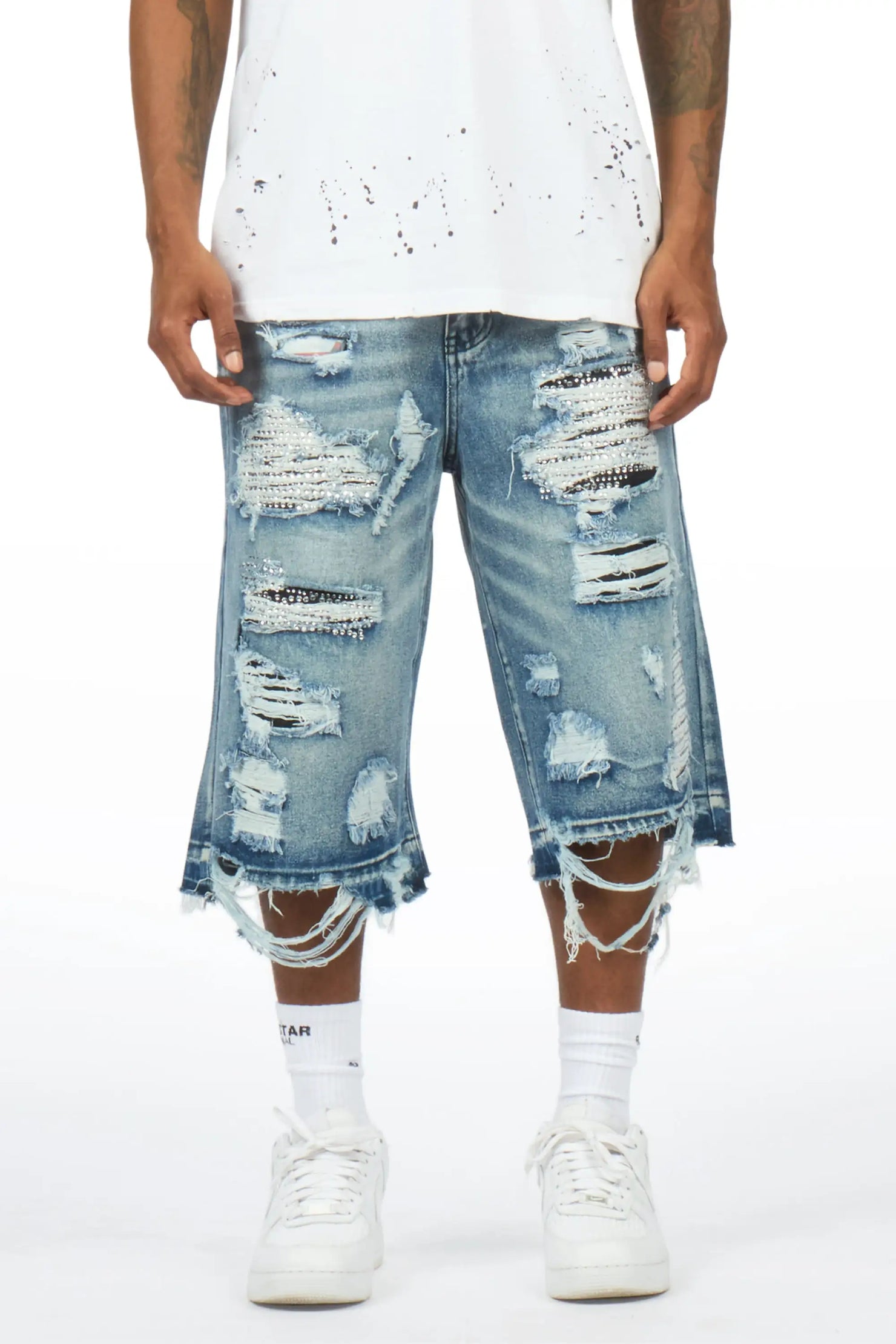 Mathey Medium Blue Rhinestone Jort