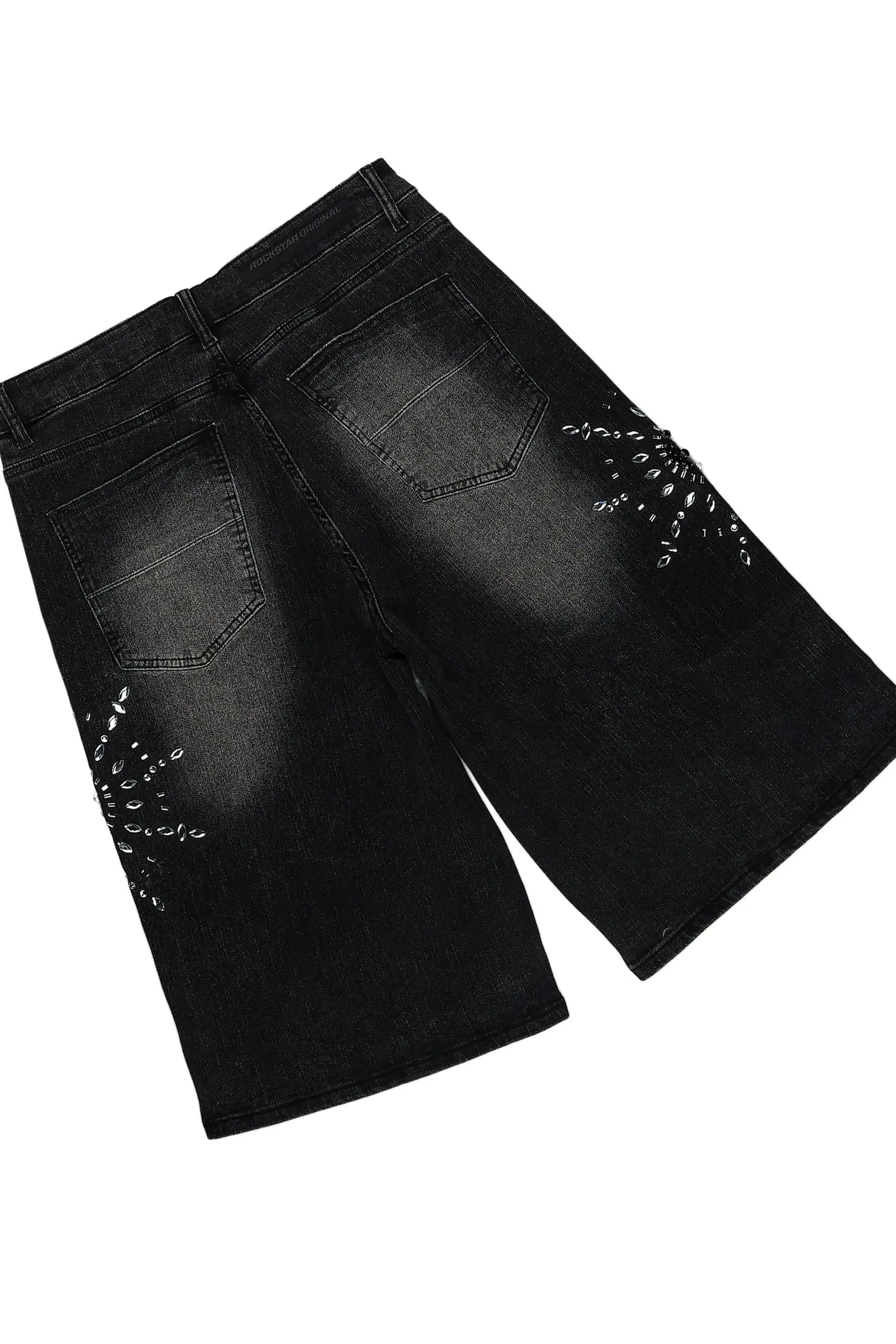 Tryst Grey Rhinestone T-Shirt Denim Short Set