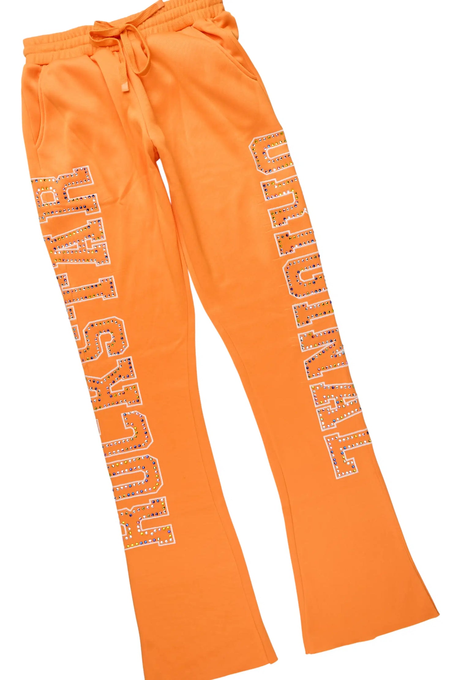 Quianna Orange Rhinestone Stacked Track Set