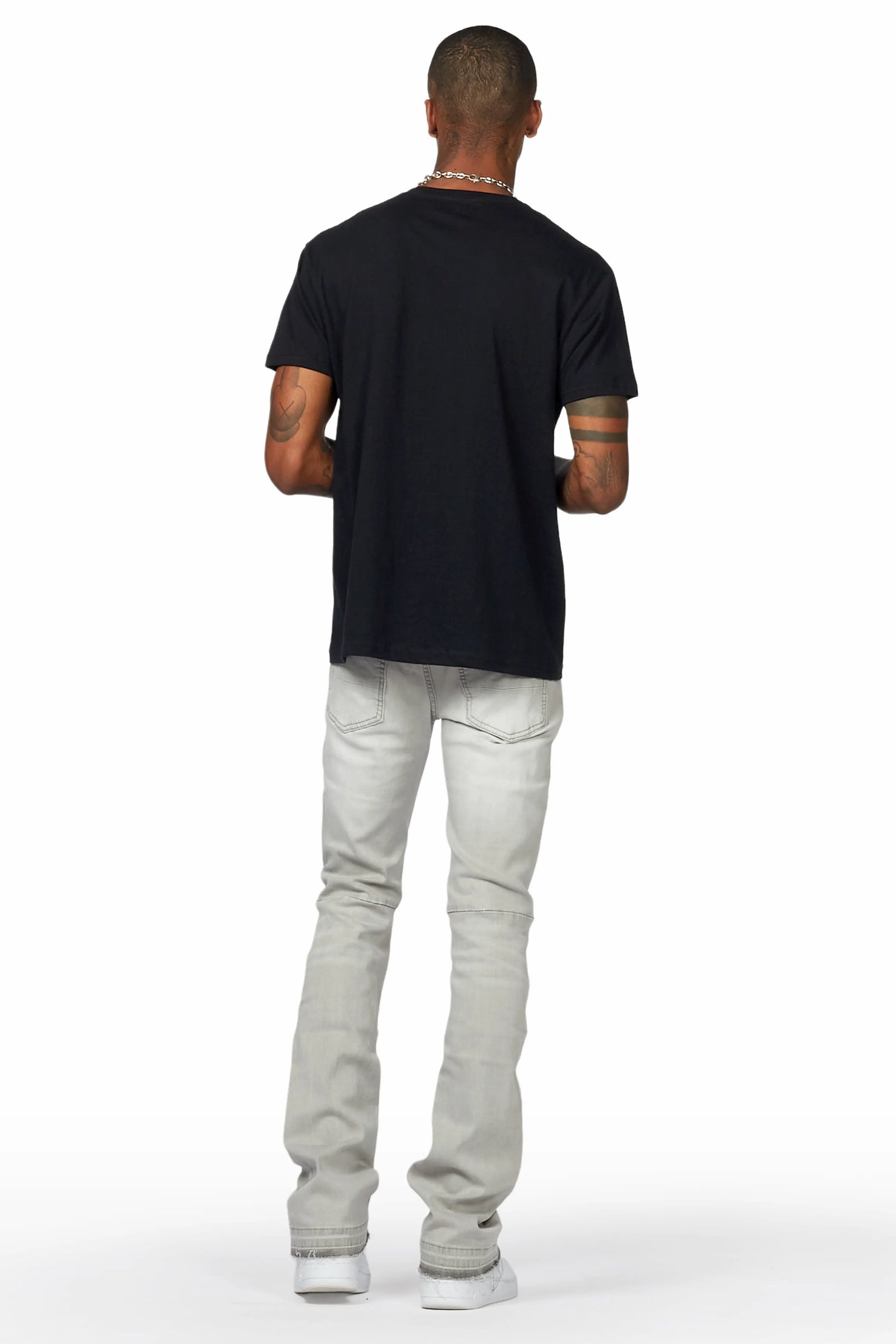 Karter Grey Stacked Flare Jean