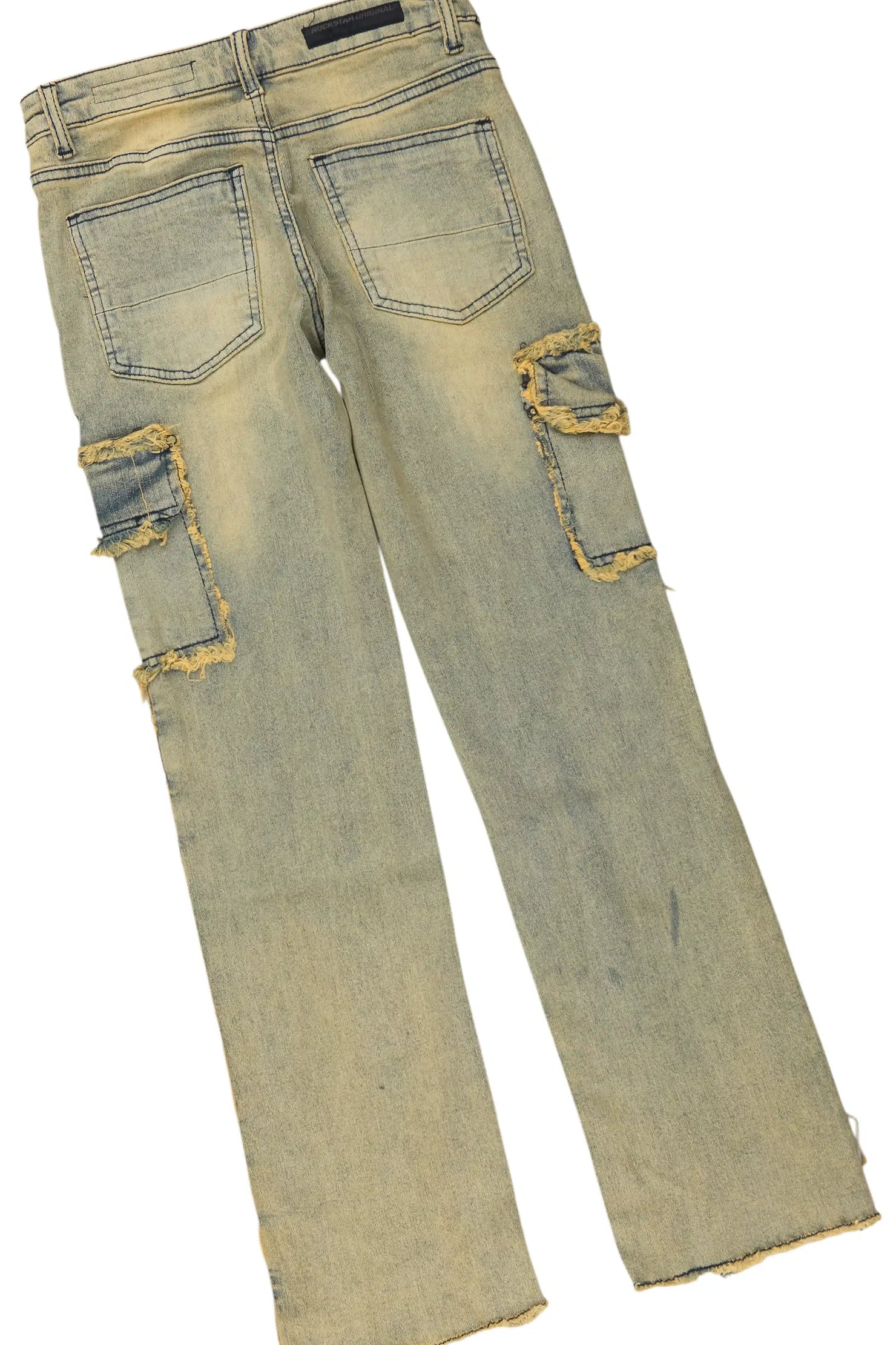 Girls Delgera Beige/Dirty Blue Long Sleeve T-Shirt Stacked Jean Set
