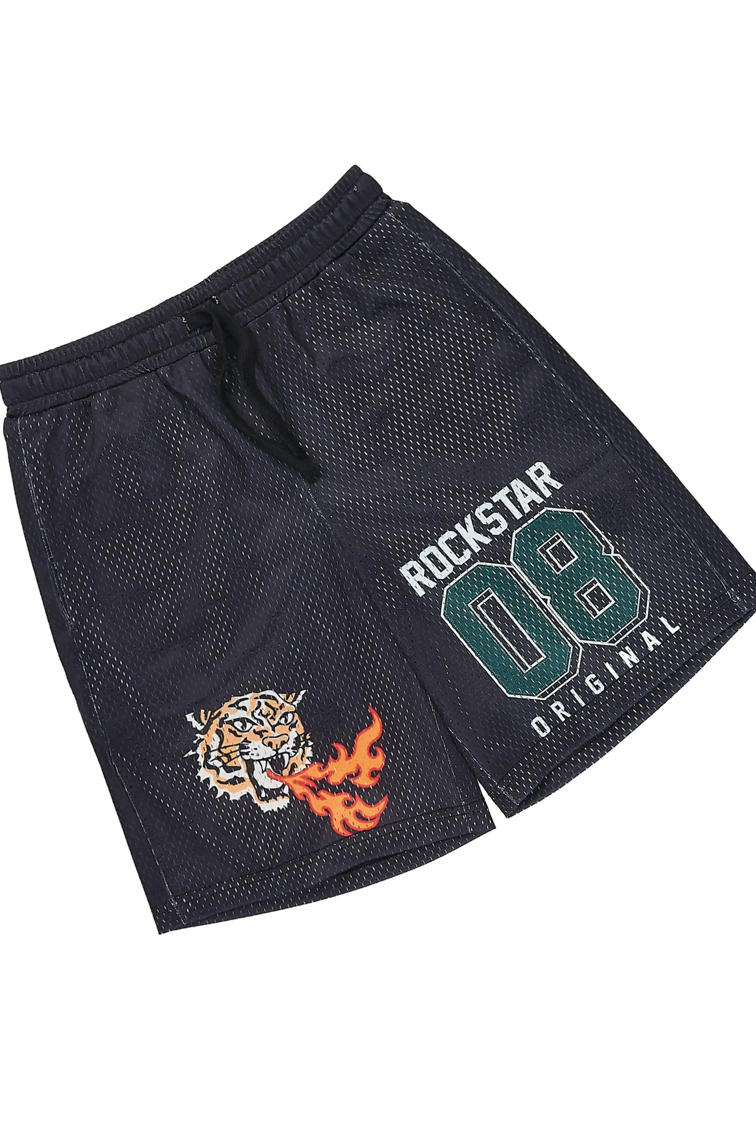 Boys Flamming Tiger Black T-Shirt/Short Set