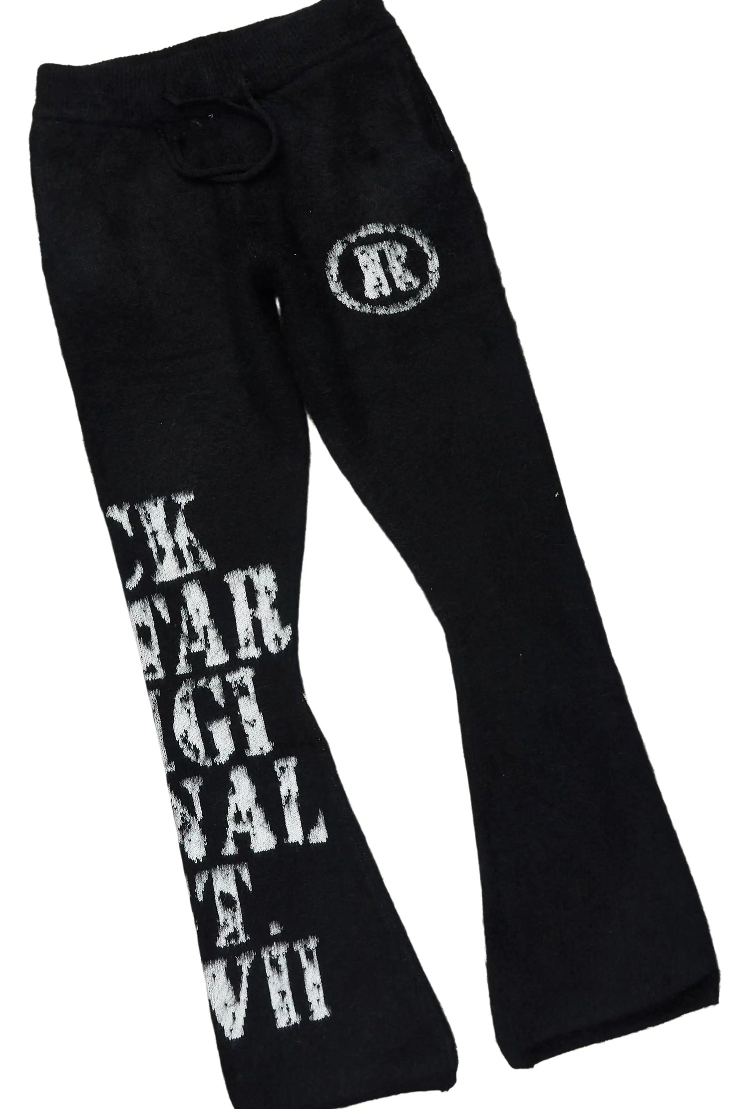 Steri Black Mohair Hoodie Stacked Flare Track Set