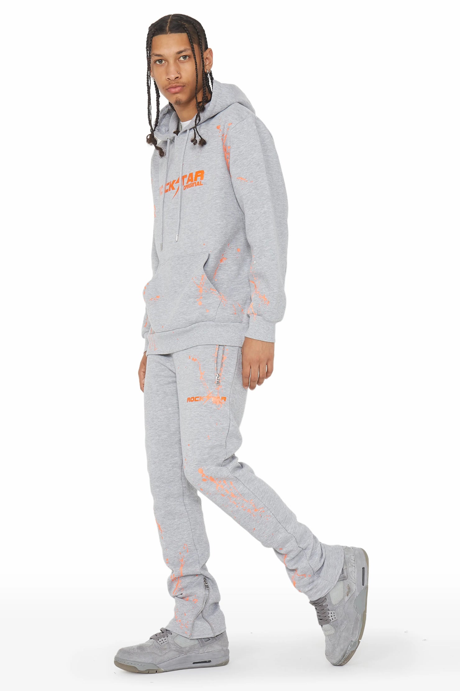 Rune Grey/Orange Slim Fit Track Set