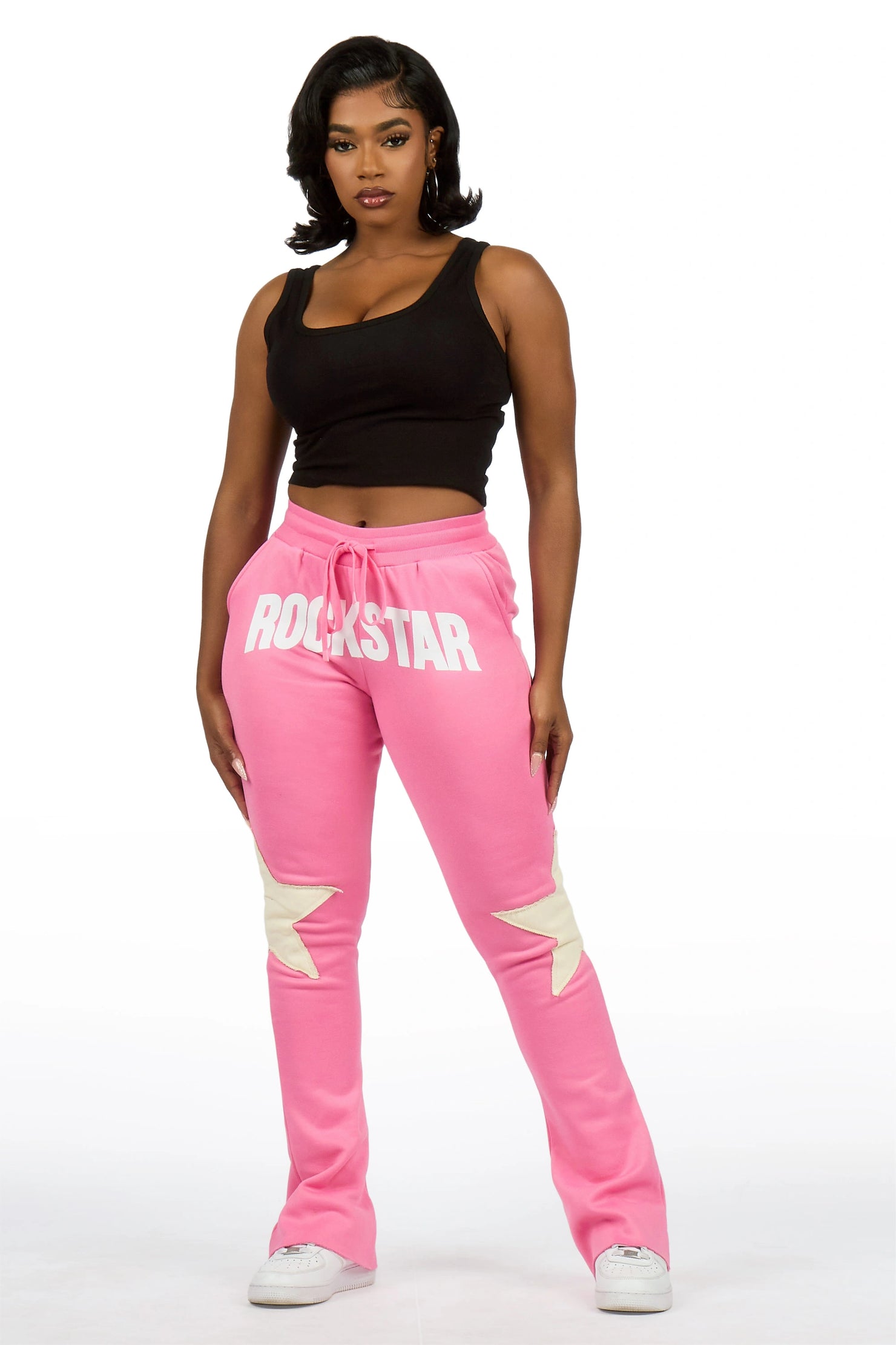 Shanelle Pink Patched Stacked Track Pant