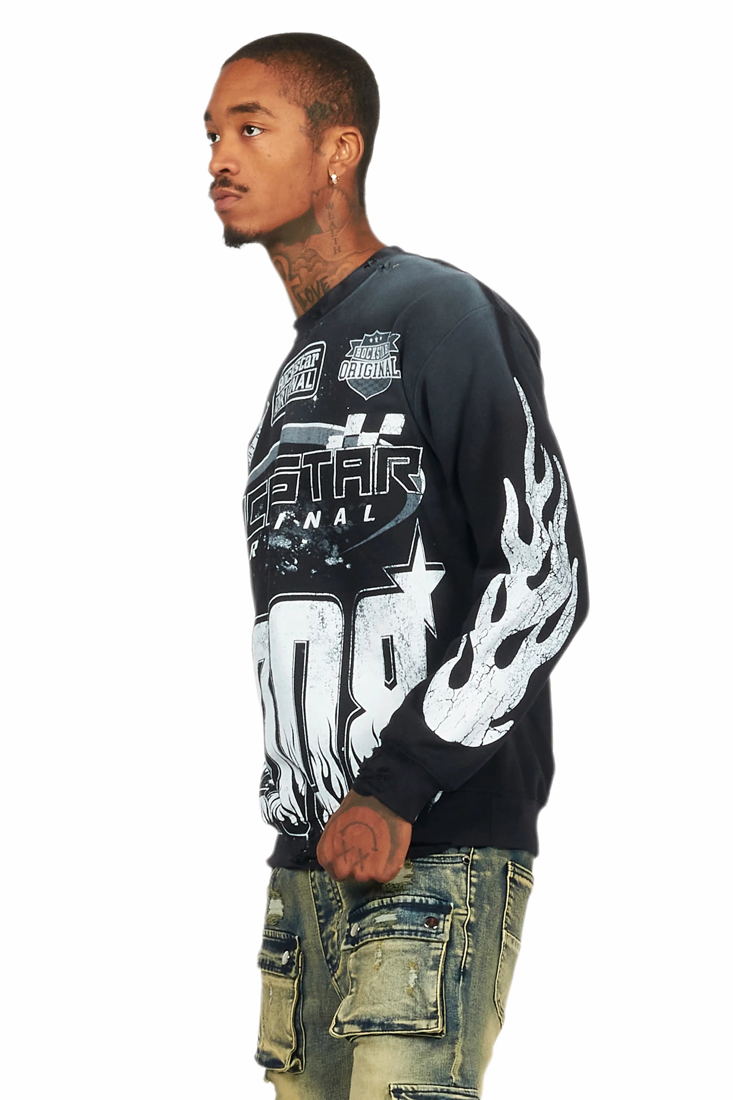 Amos Black/White Graphic Crewneck