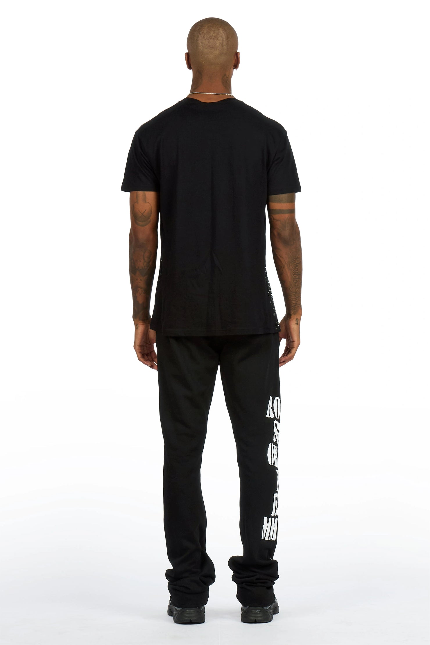 Borya 2.0 Black/Black Rhinestone T-Shirt/Relaxed Track Set