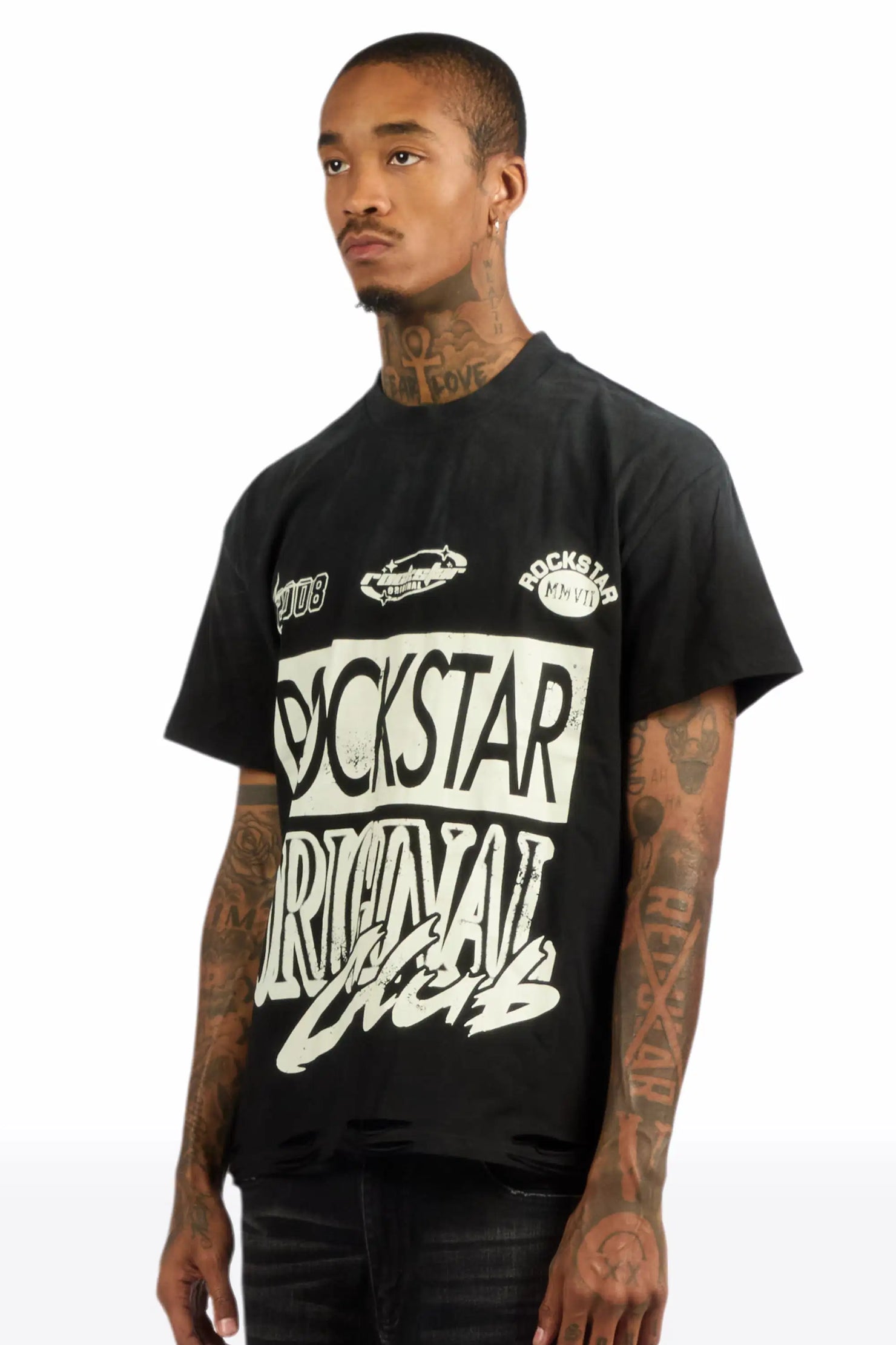 Rylok Black Oversized Graphic T-Shirt