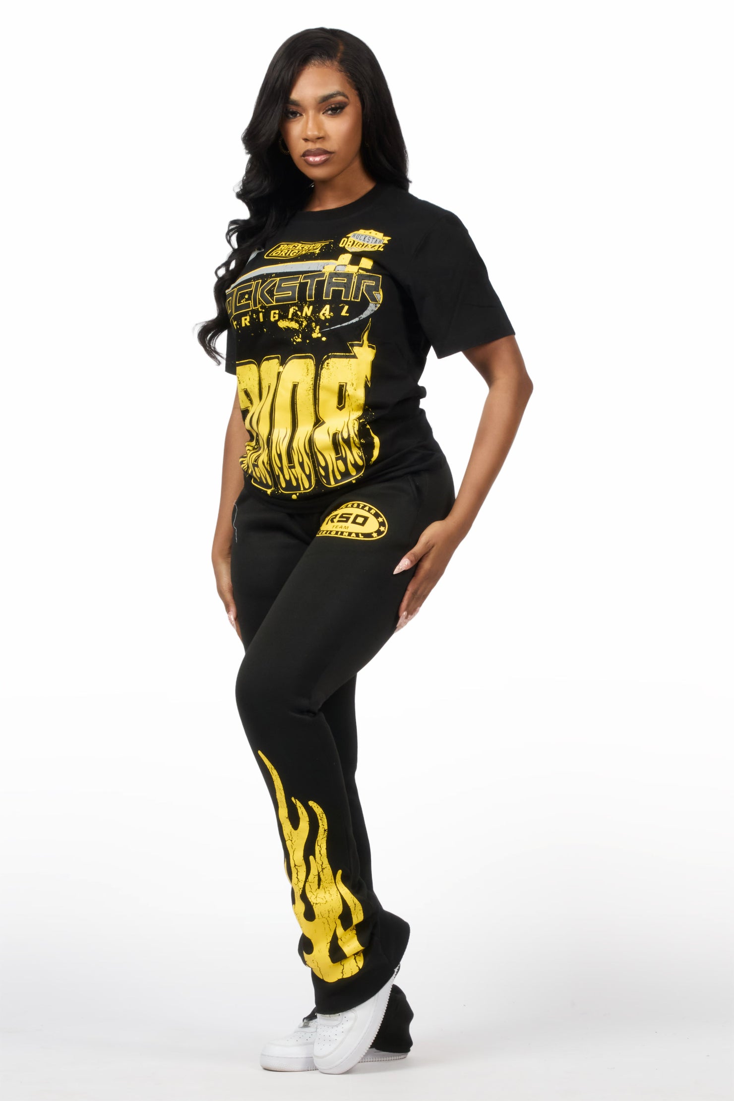 Esha Black T-Shirt Trackset