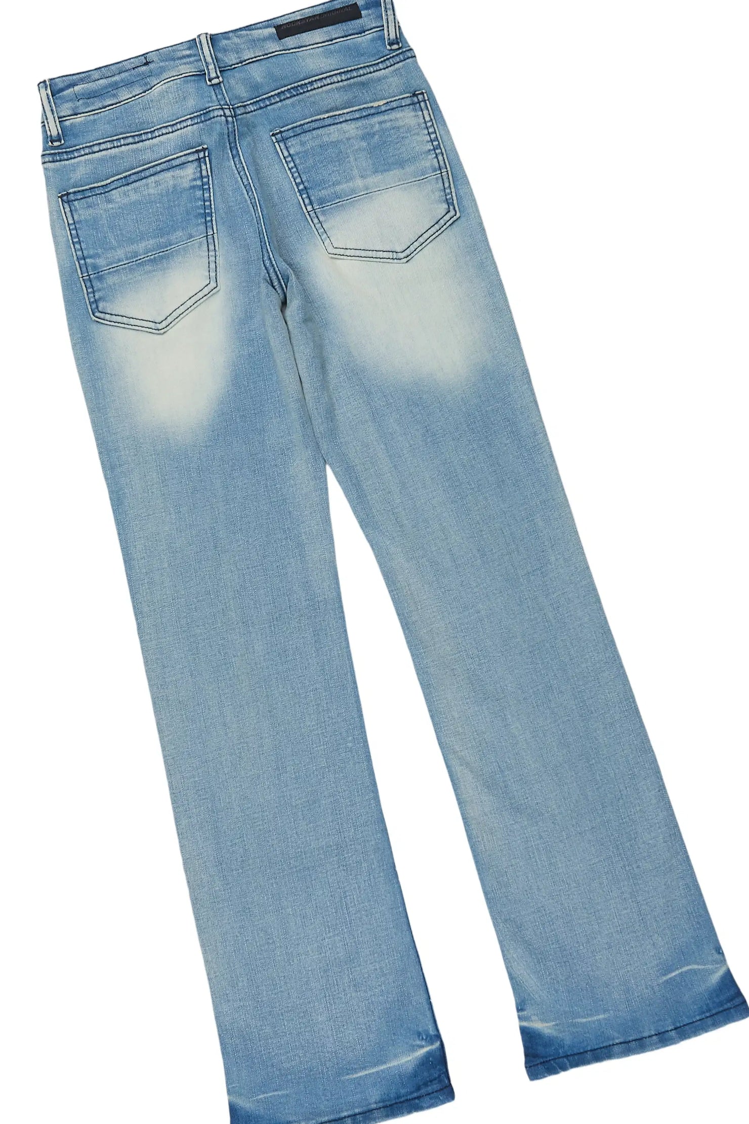 Girls Gemma Beige/Blue T-Shirt Stacked Jean Set