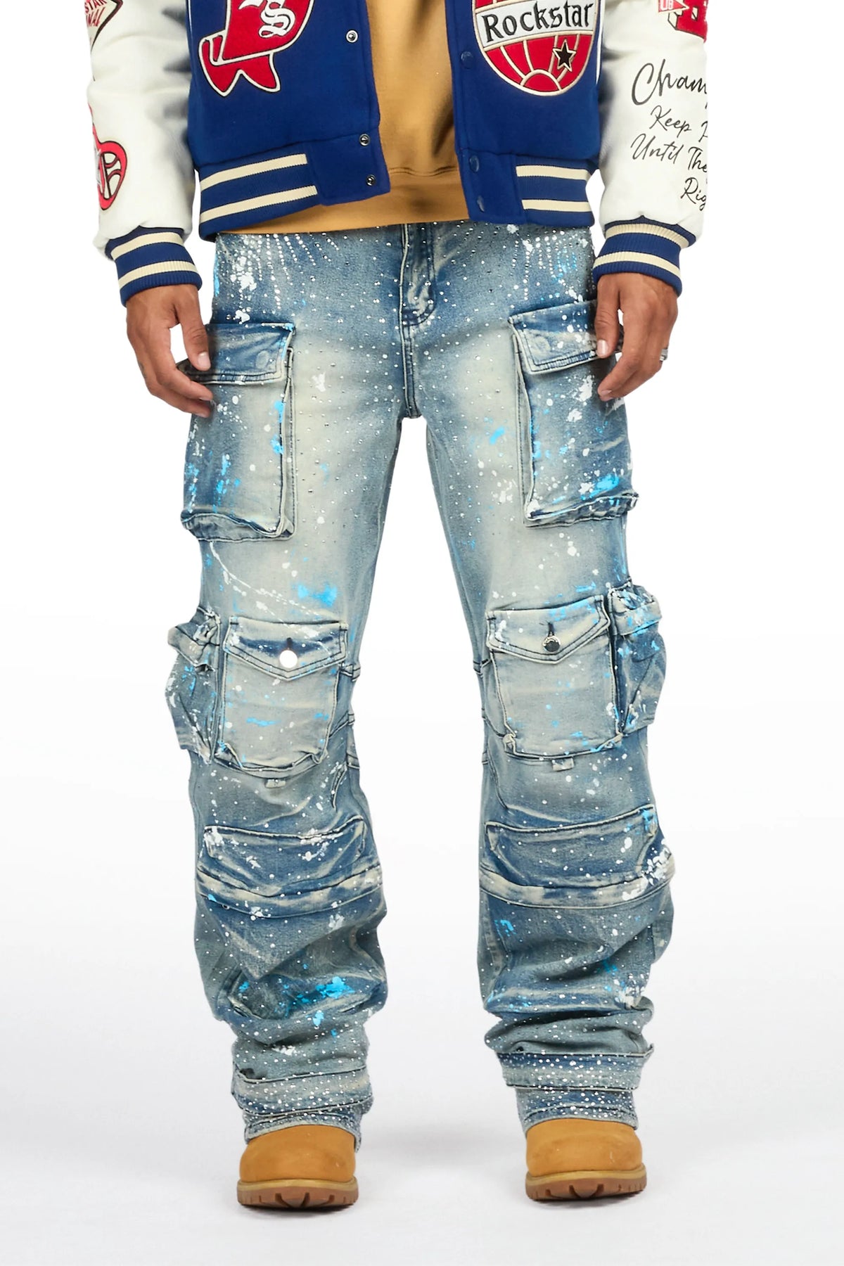 Painter Keoni Light Blue Rhinestone Baggy Fit Jean