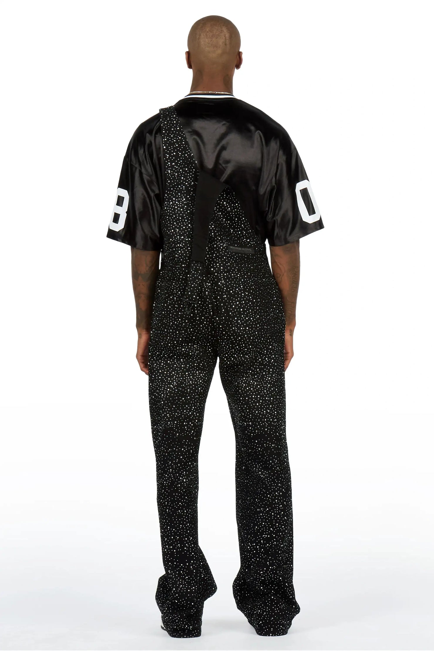 Dezmin Black Rhinestone Denim Overall