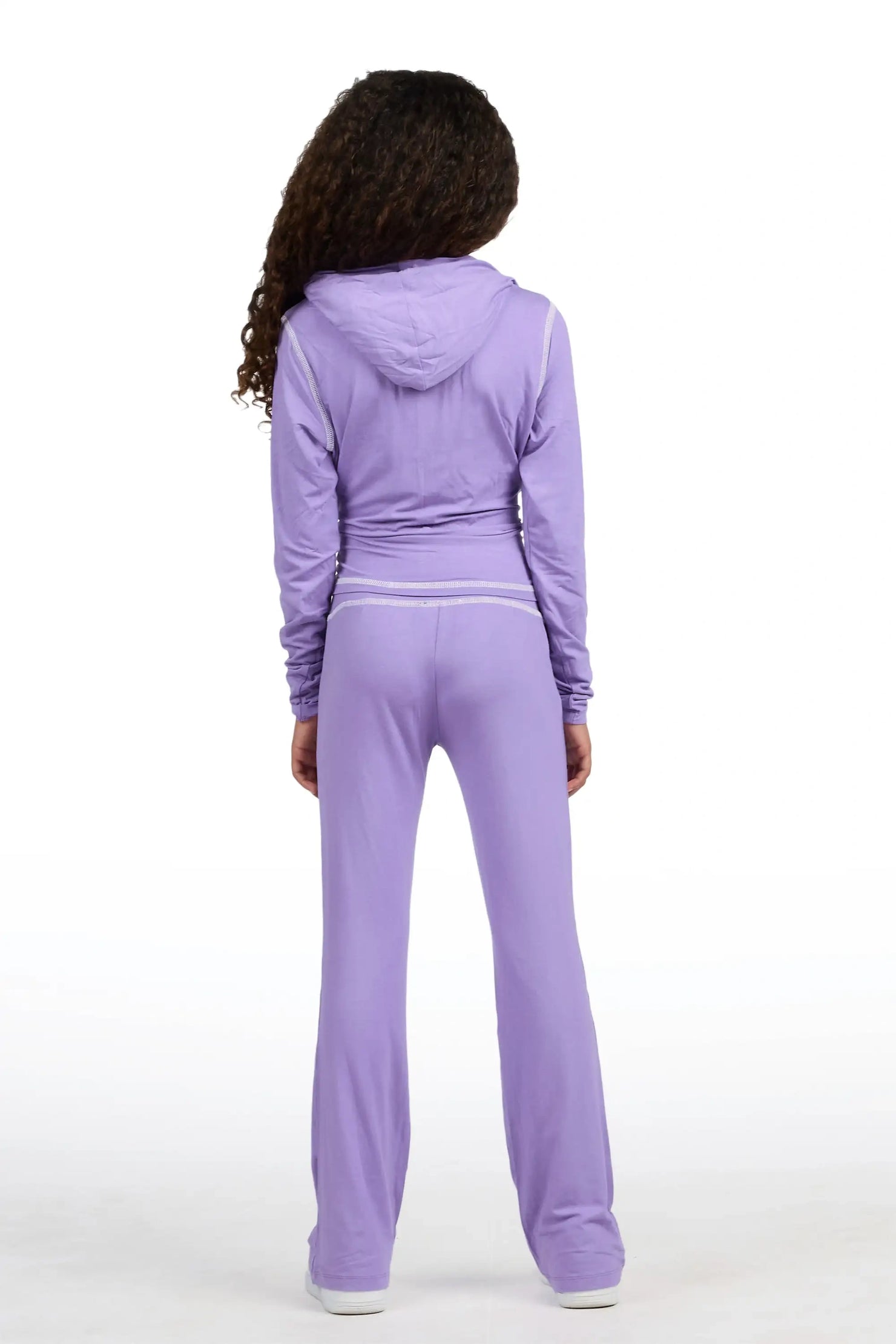 Girls Zyriah Purple Rhinestone Lounge Track Set