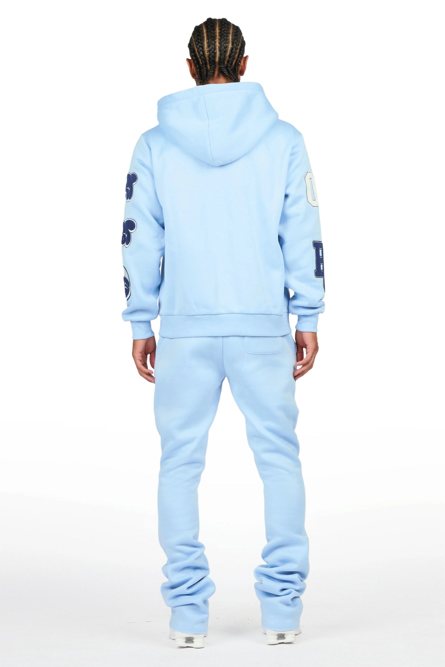 Leslaw Baby Blue Zip Up Hoodie Stacked Track Set